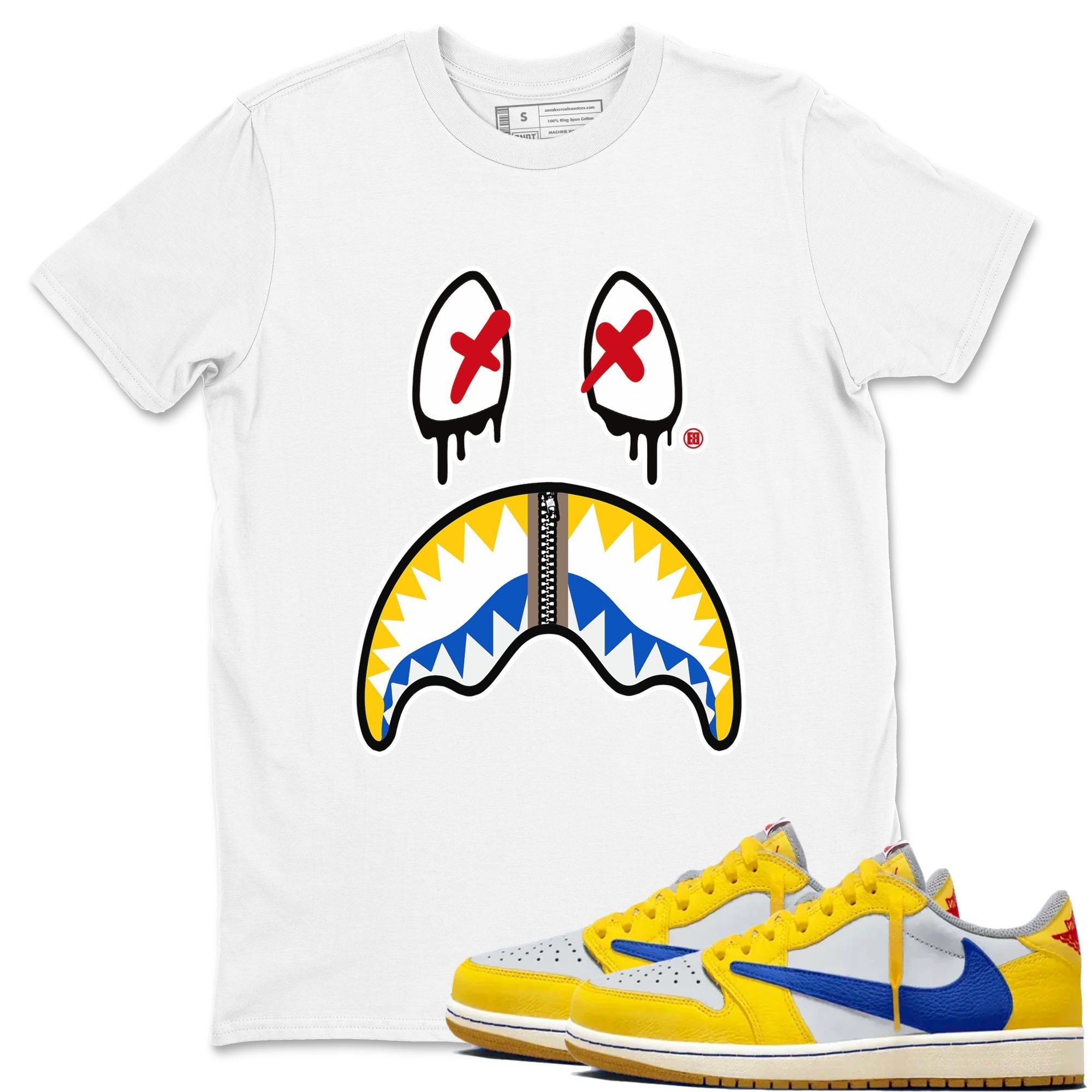 Shark Face Sneaker Tees - Air Jordan 1 Travis Scott Canary