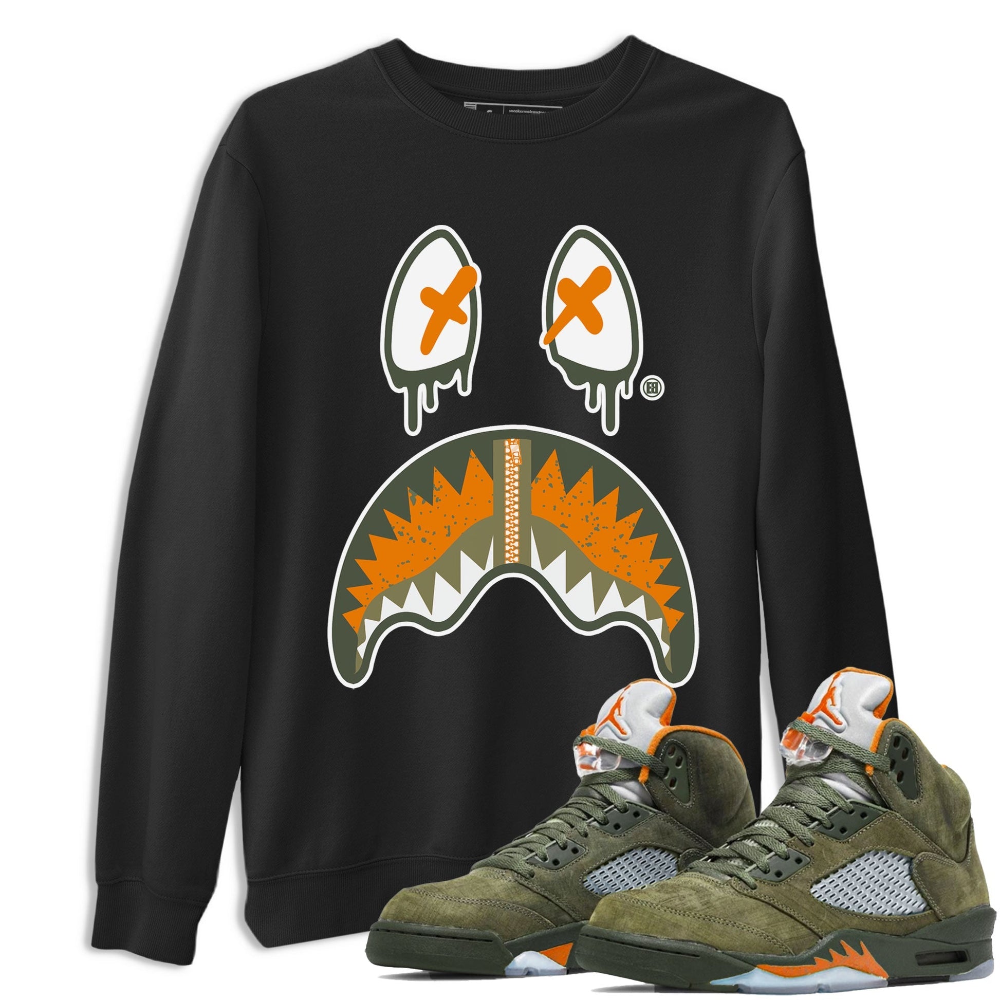 Shark Face Sneaker Tees - Air Jordan 5 Olive