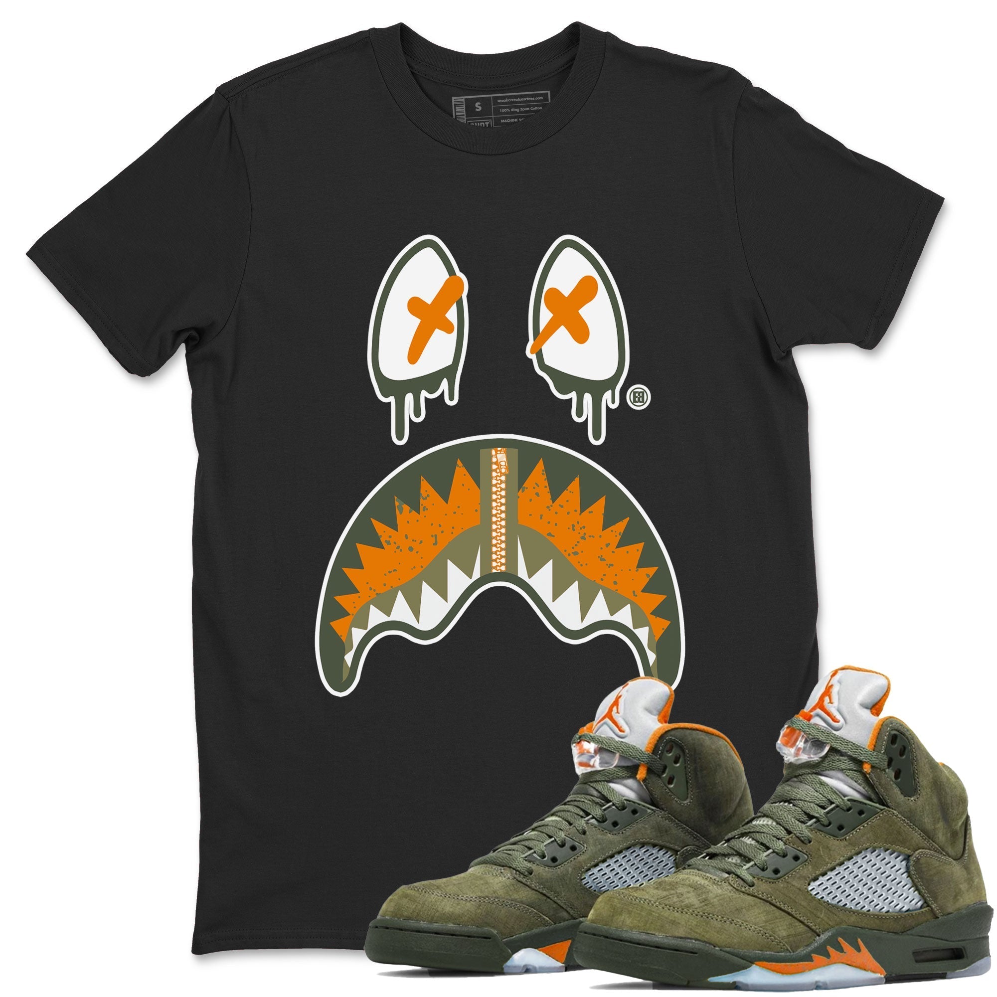 Shark Face Sneaker Tees - Air Jordan 5 Olive