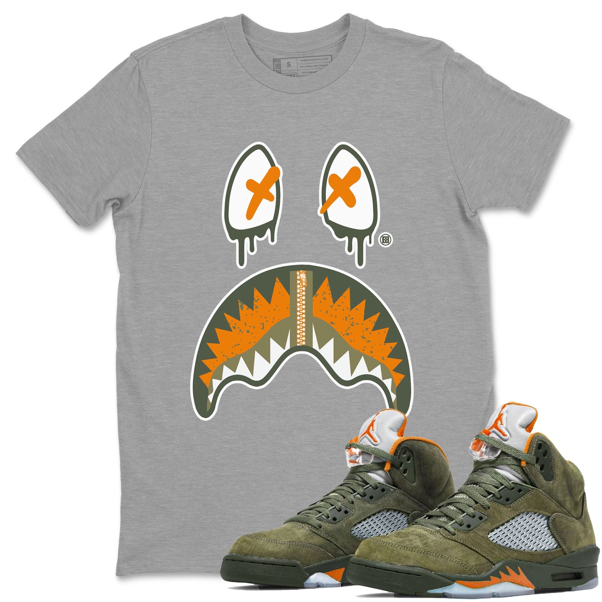 Shark Face Sneaker Tees - Air Jordan 5 Olive
