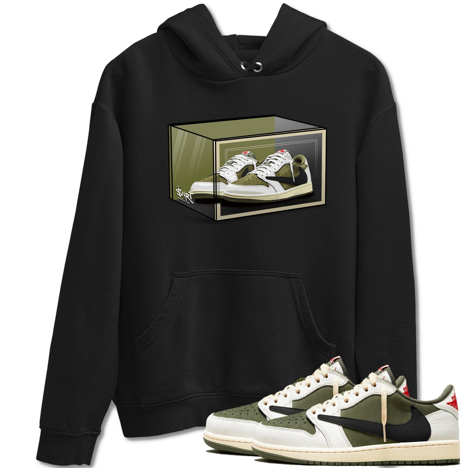 Shoe Box Sneaker Tees - Air Jordan 1 Travis Scott Medium Olive