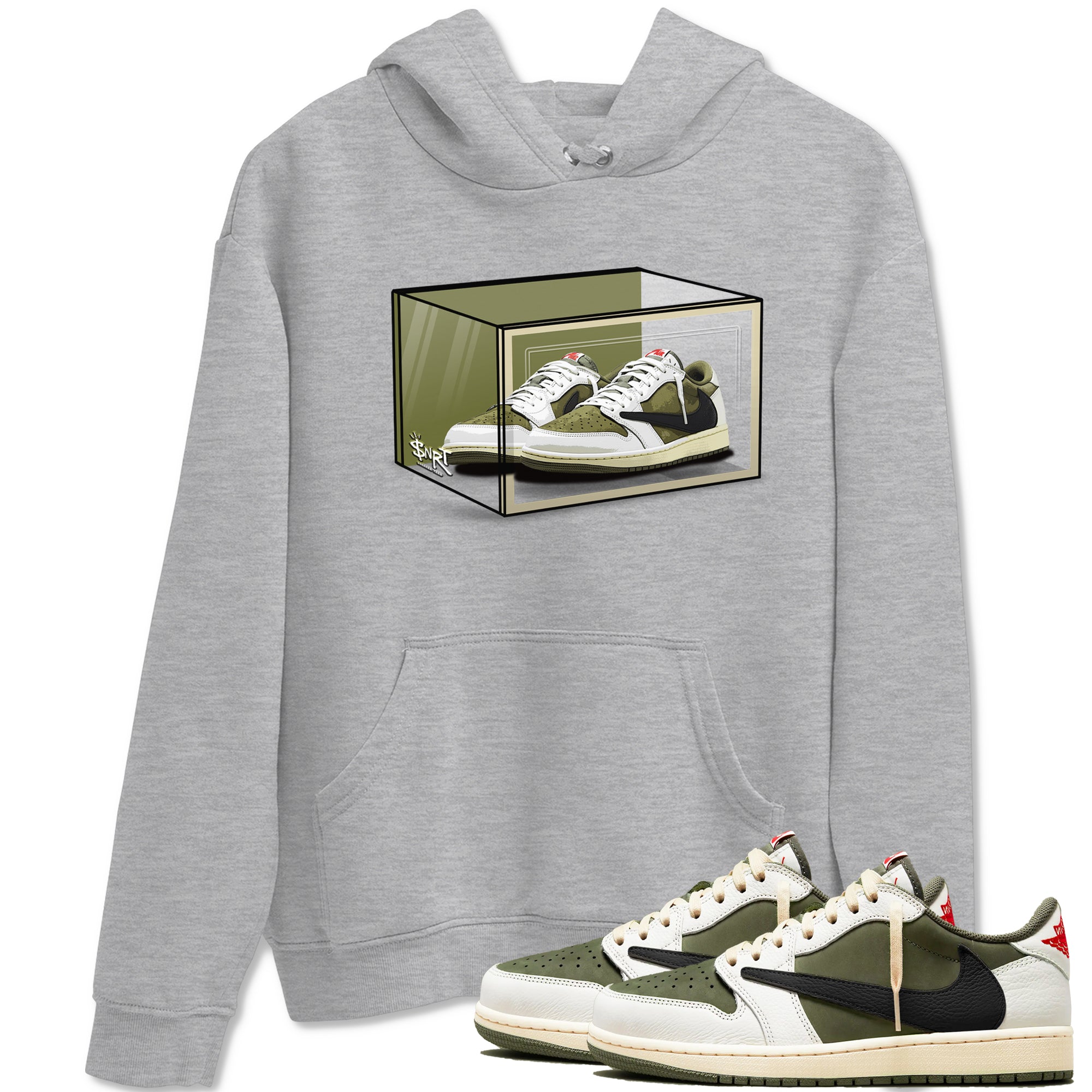 Shoe Box Sneaker Tees - Air Jordan 1 Travis Scott Medium Olive