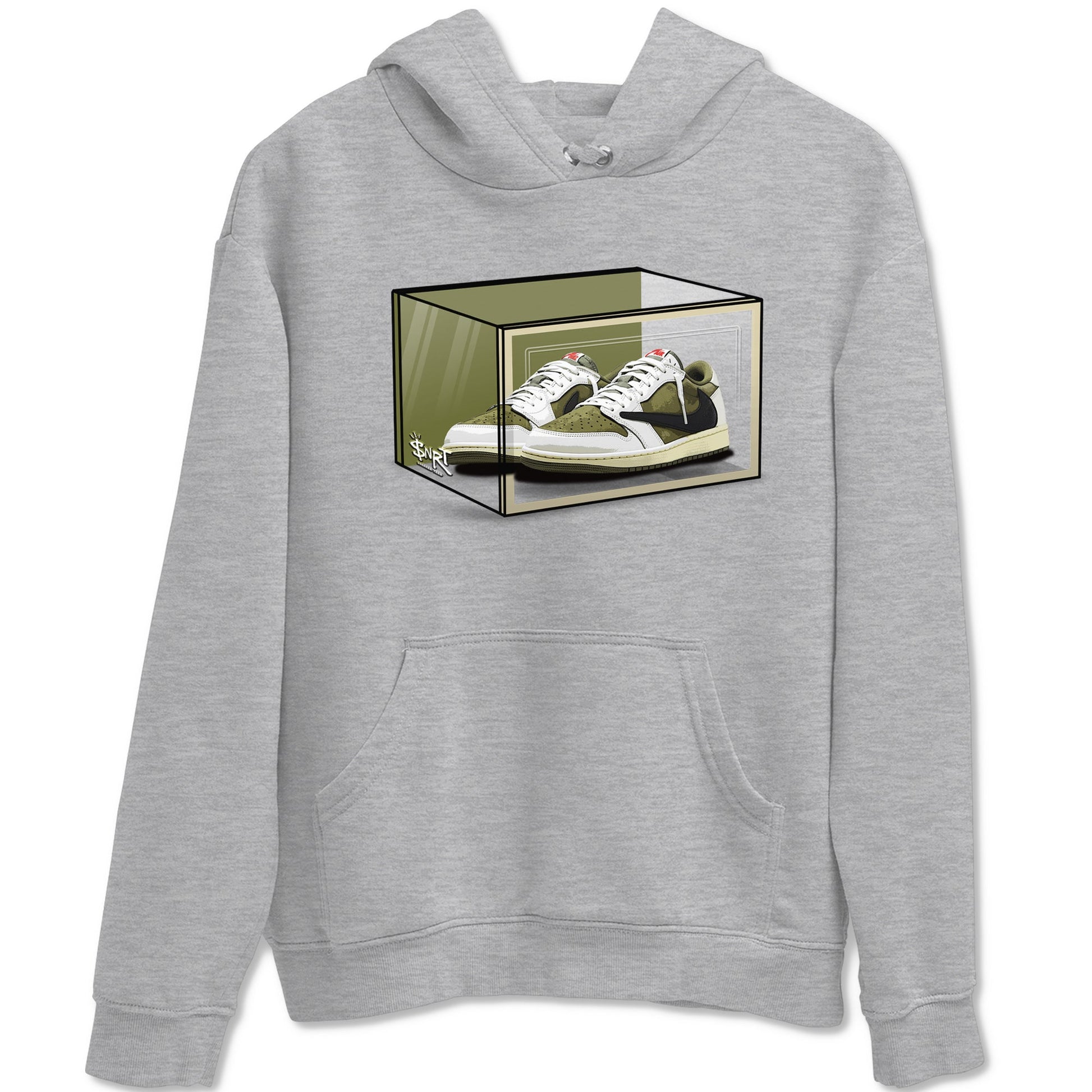 Shoe Box Sneaker Tees - Air Jordan 1 Travis Scott Medium Olive