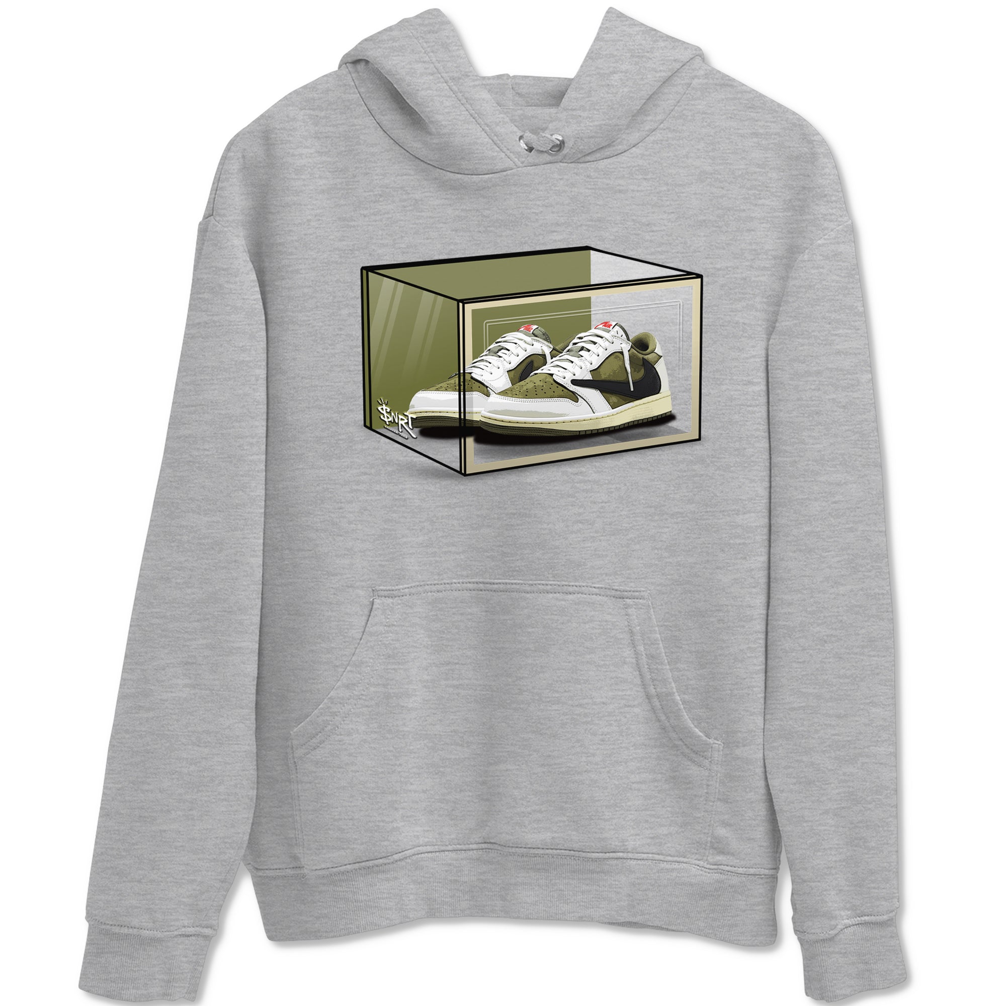 Shoe Box Sneaker Tees - Air Jordan 1 Travis Scott Medium Olive