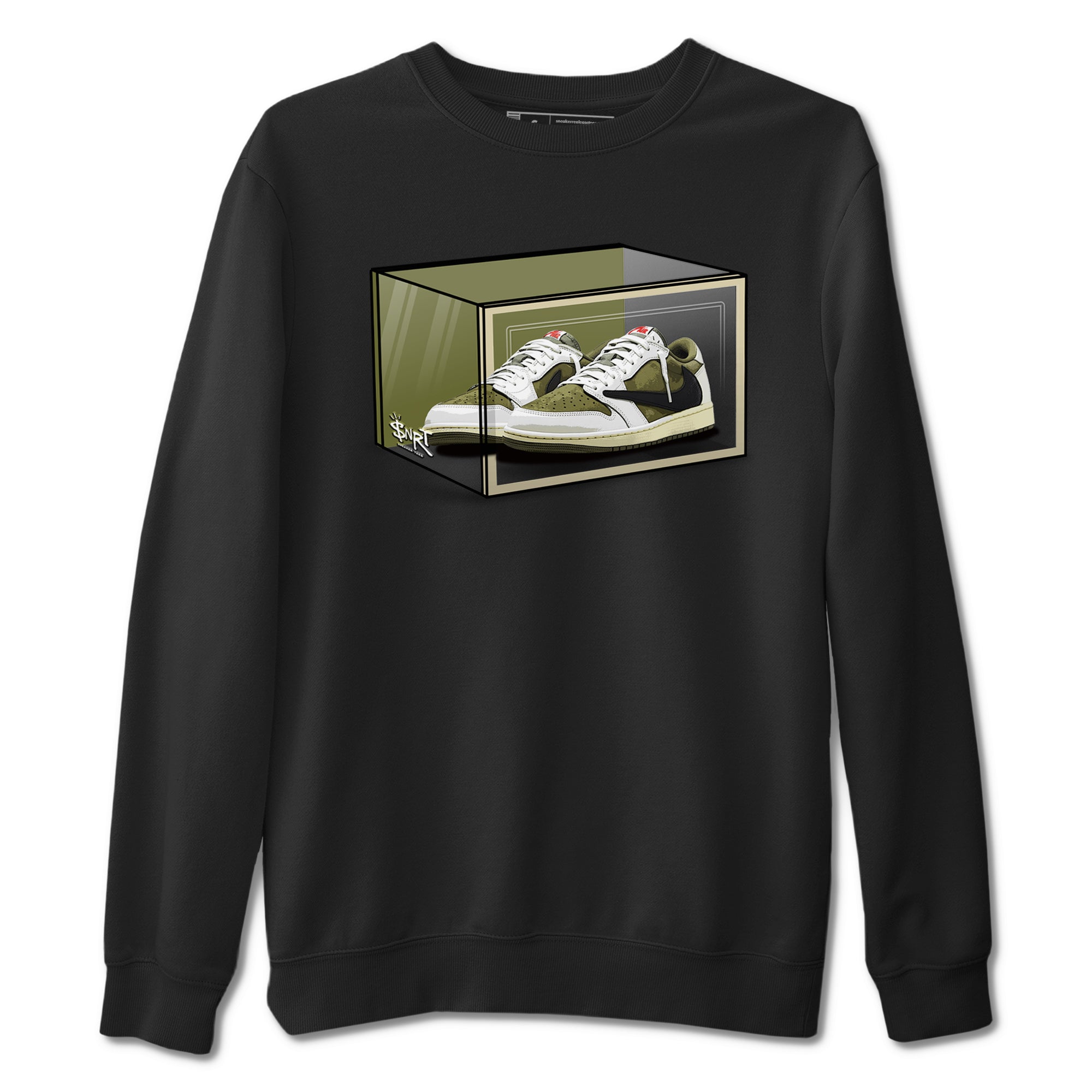 Shoe Box Sneaker Tees - Air Jordan 1 Travis Scott Medium Olive