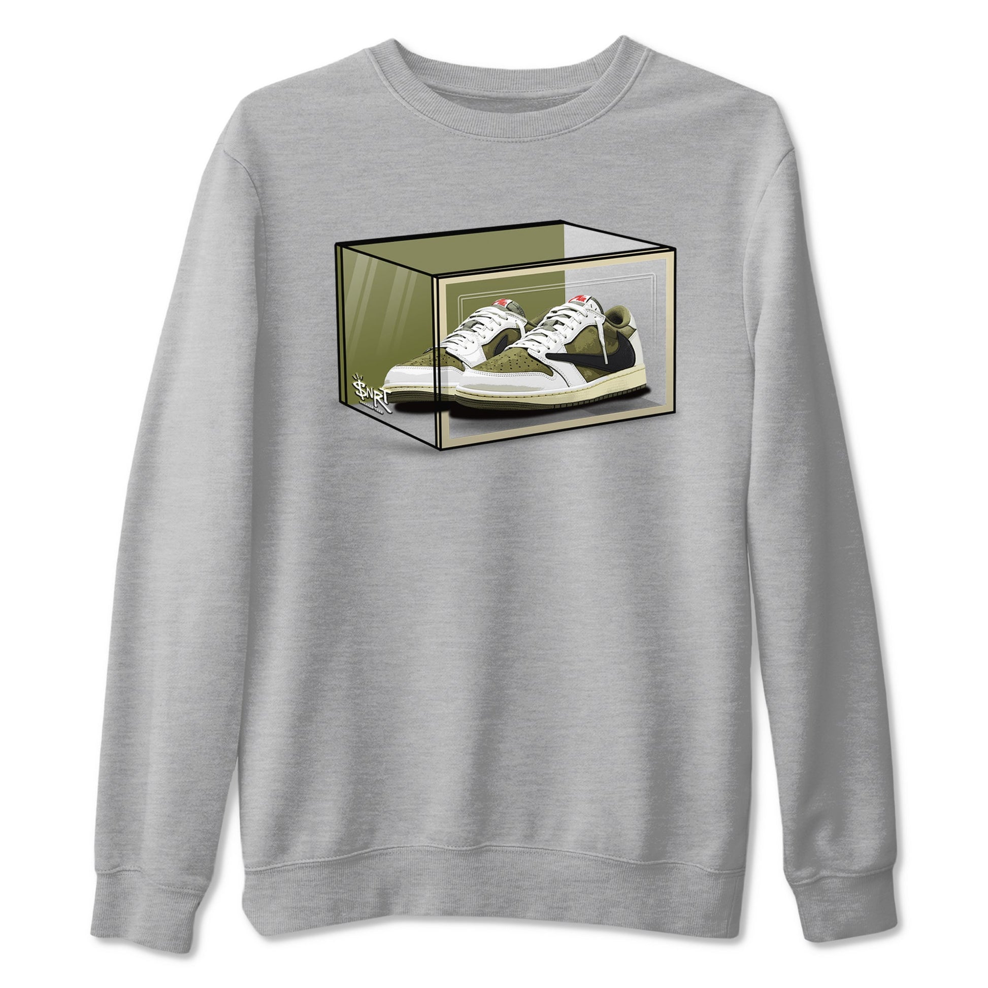 Shoe Box Sneaker Tees - Air Jordan 1 Travis Scott Medium Olive
