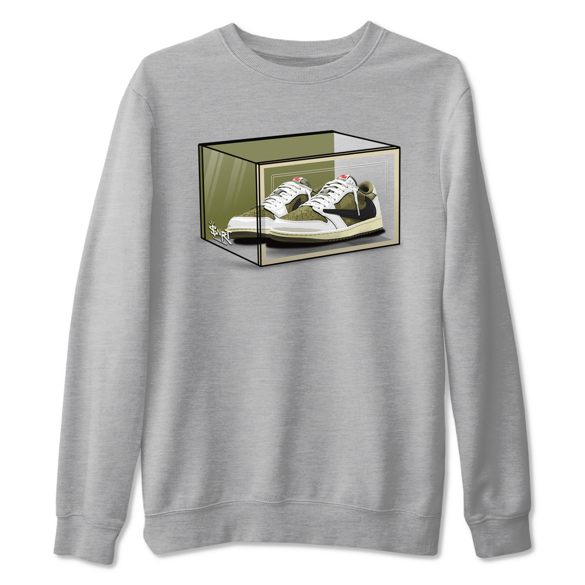 Shoe Box Sneaker Tees - Air Jordan 1 Travis Scott Medium Olive