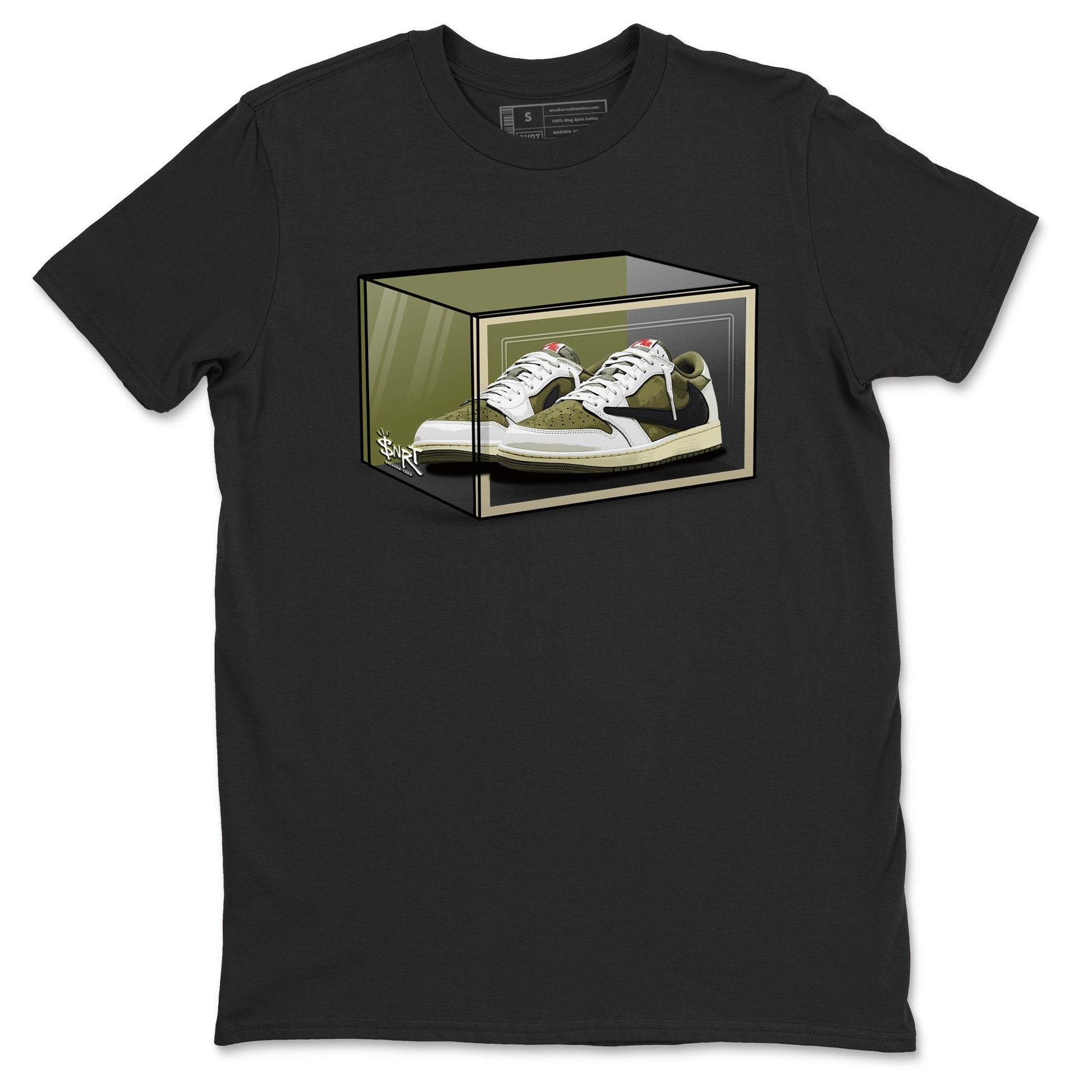 Shoe Box Sneaker Tees - Air Jordan 1 Travis Scott Medium Olive