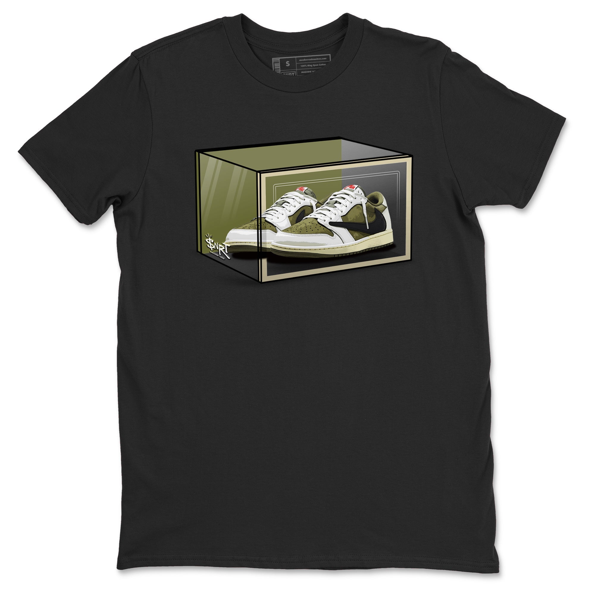 Shoe Box Sneaker Tees - Air Jordan 1 Travis Scott Medium Olive