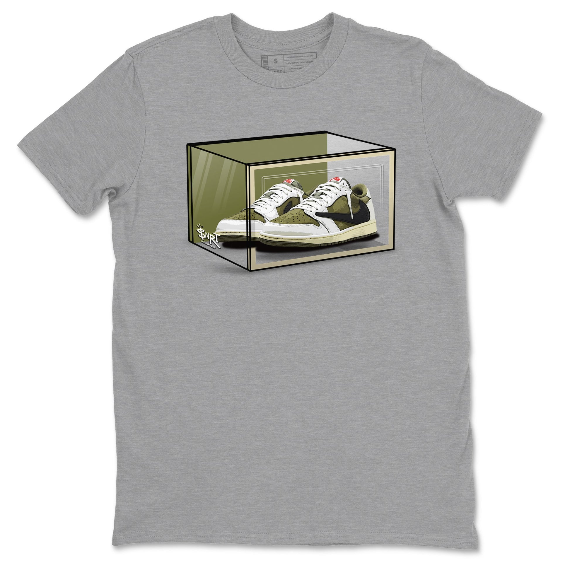 Shoe Box Sneaker Tees - Air Jordan 1 Travis Scott Medium Olive