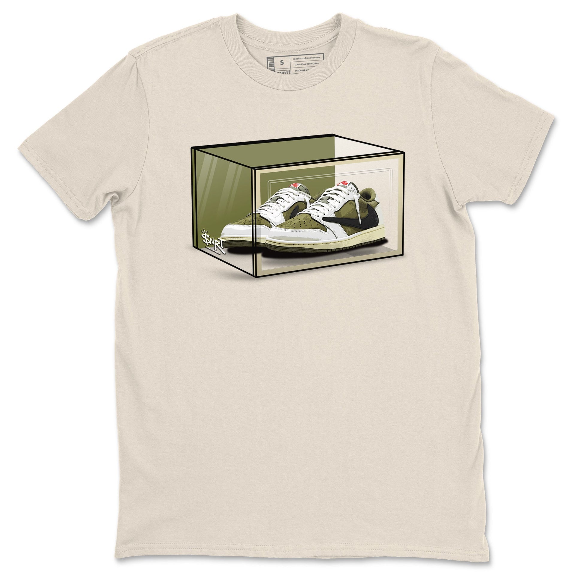 Shoe Box Sneaker Tees - Air Jordan 1 Travis Scott Medium Olive