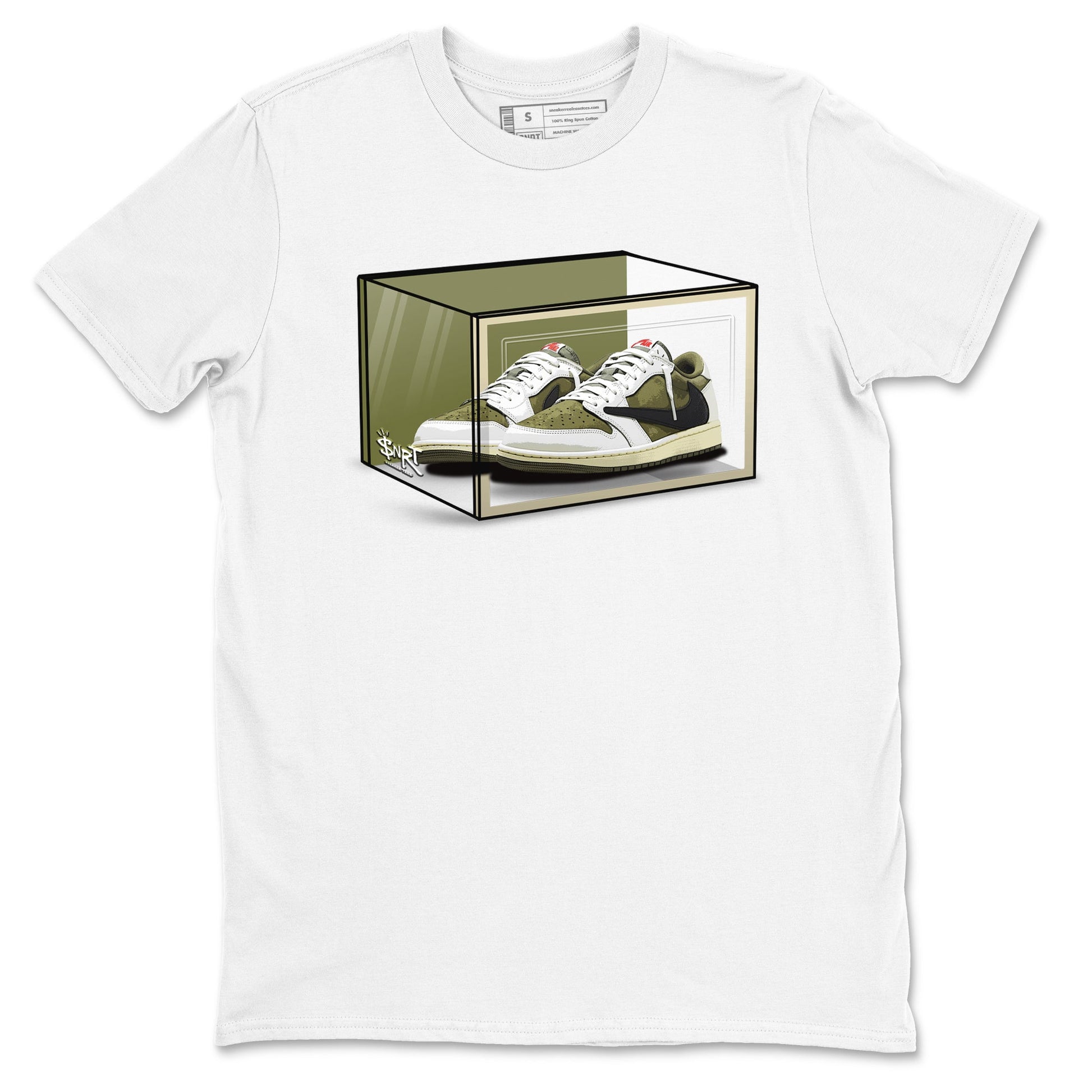 Shoe Box Sneaker Tees - Air Jordan 1 Travis Scott Medium Olive