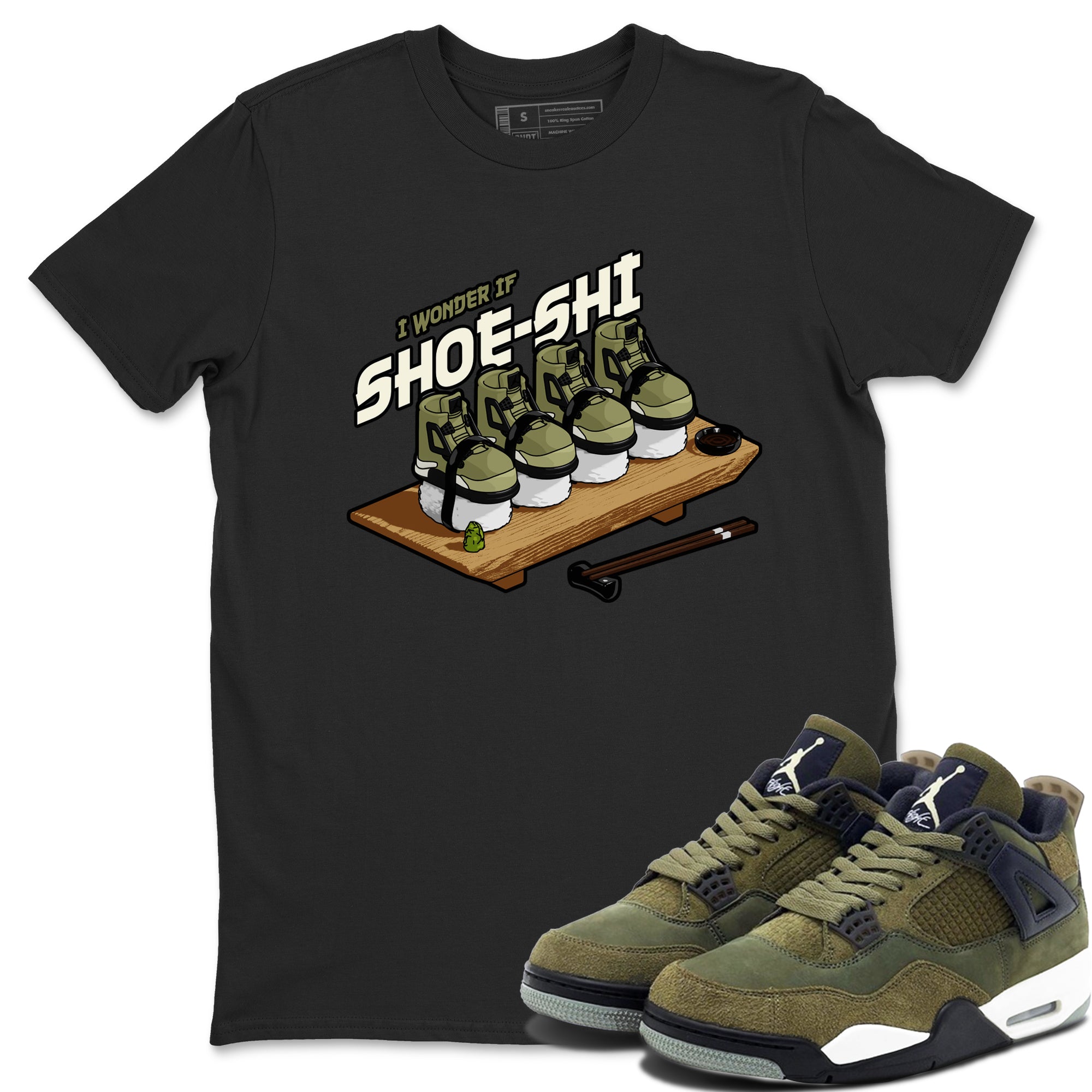 Shoe-Shi Sneaker Tee - Air Jordan 4 Medium Olive