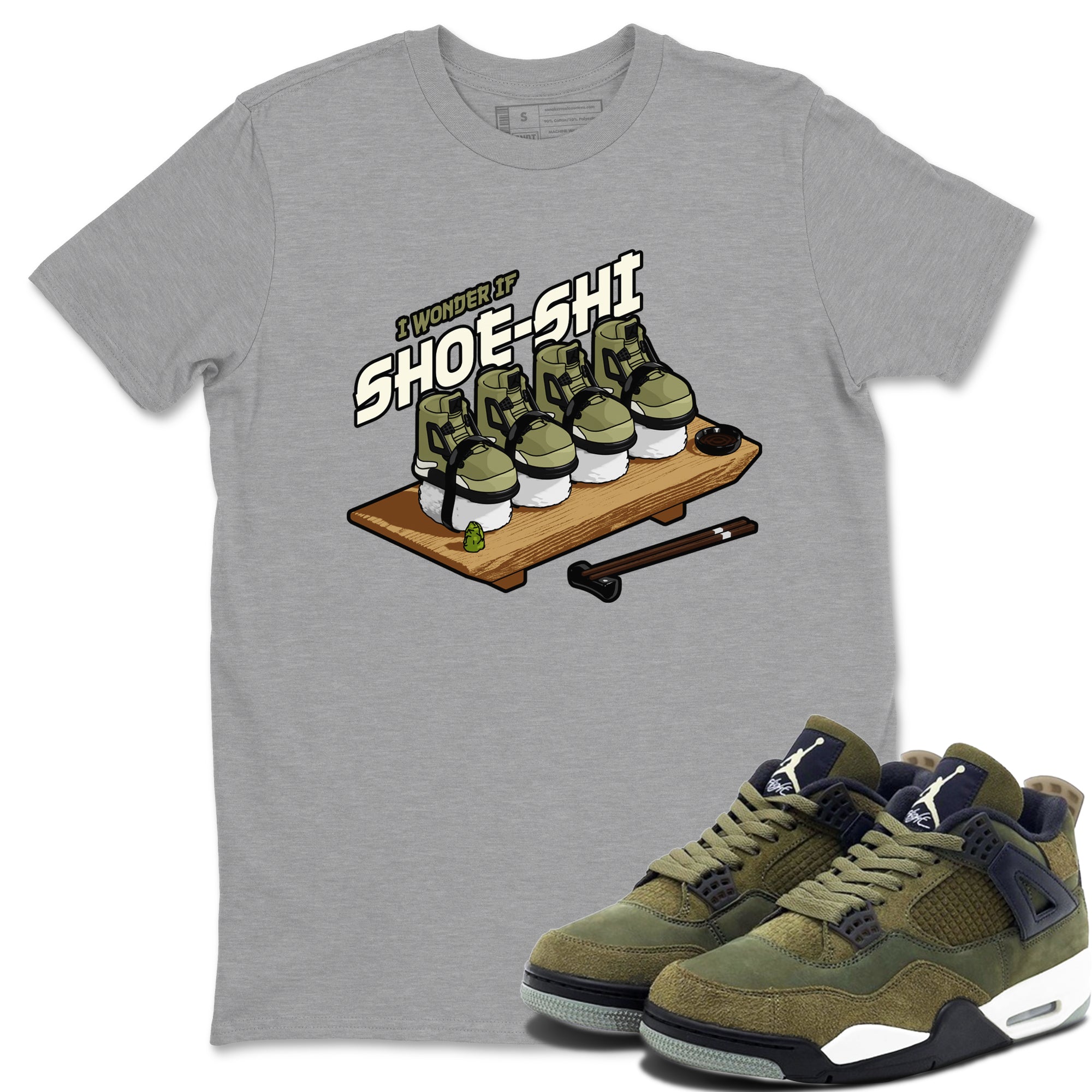 Shoe-Shi Sneaker Tee - Air Jordan 4 Medium Olive
