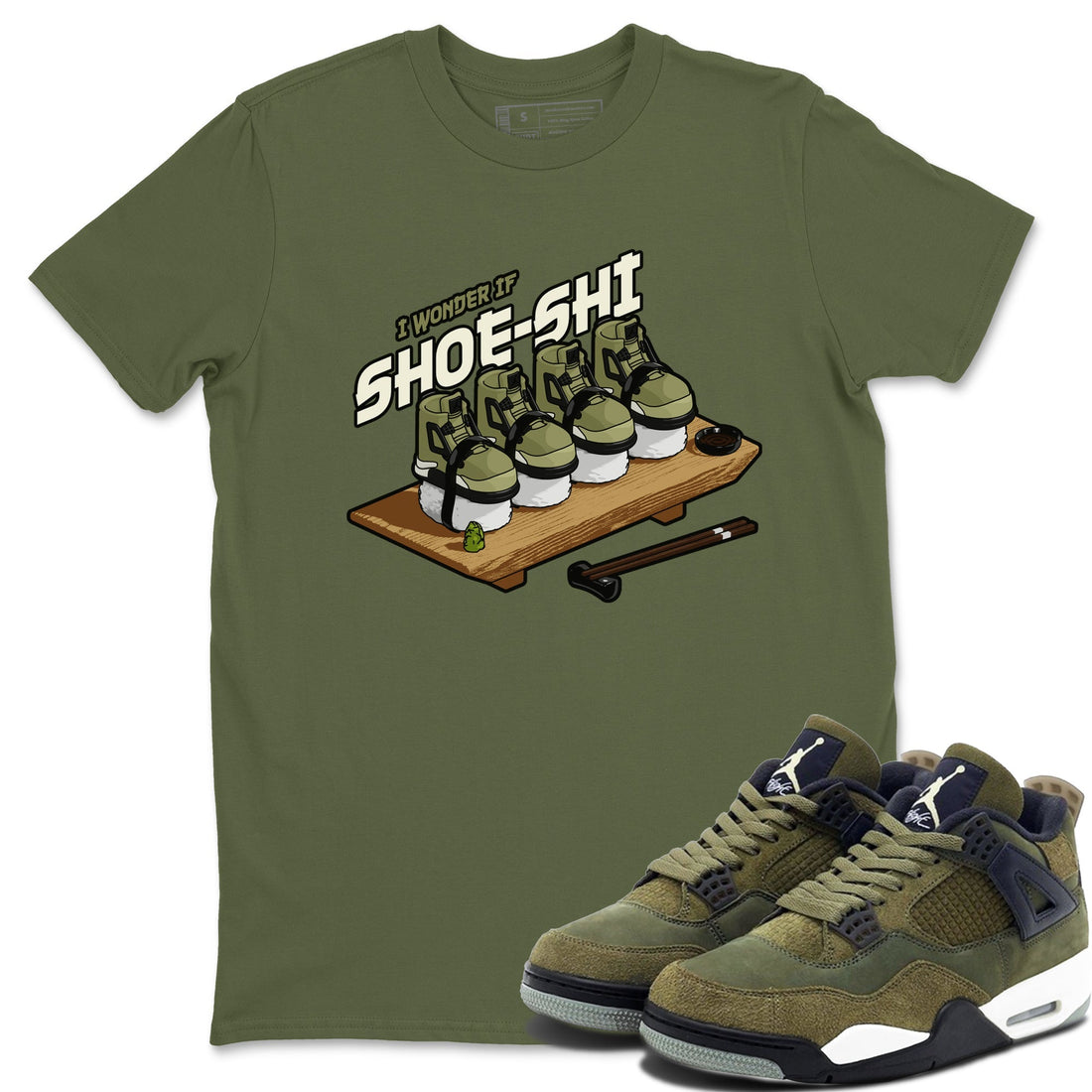 Shoe-Shi Sneaker Tee - Air Jordan 4 Medium Olive