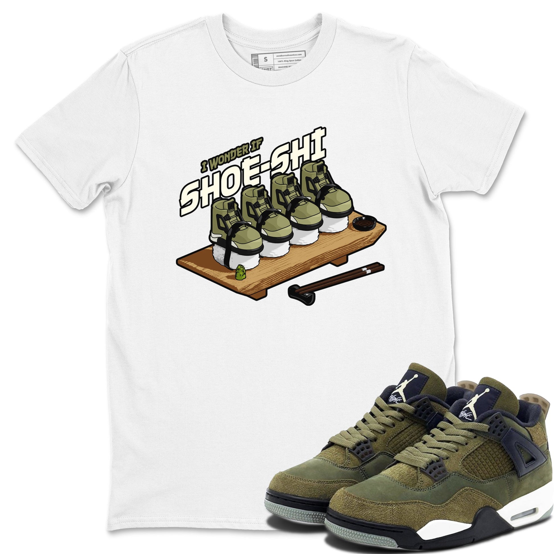 Shoe-Shi Sneaker Tee - Air Jordan 4 Medium Olive