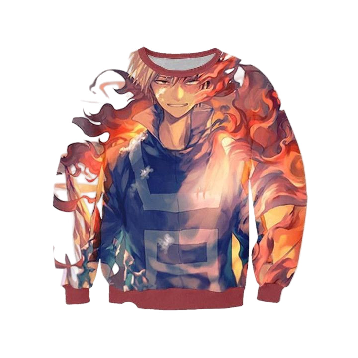Shoto Todoroki Fire Sweater ? My Hero Academia 3D Printed Sweater ? Usalast