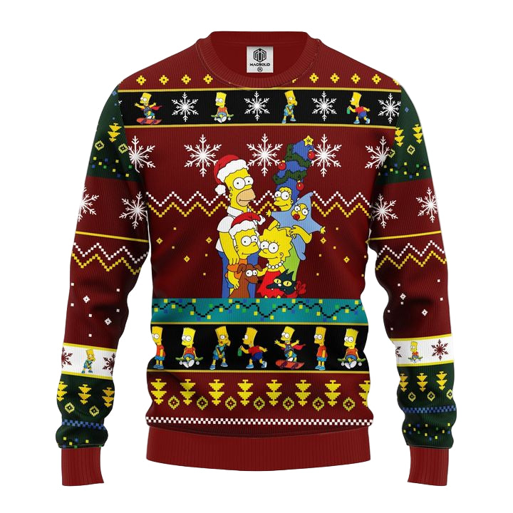Simpson Family Ugly Christmas Sweater Red Brown 1 Amazing Gift Idea Thanksgiving Gift ? Usalast