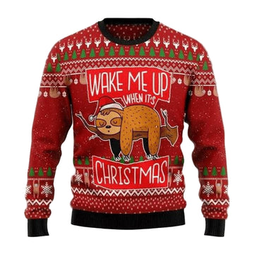 Sloth Wake Me Up When Its Christmas All Over Print 3D Sweater ? Usalast