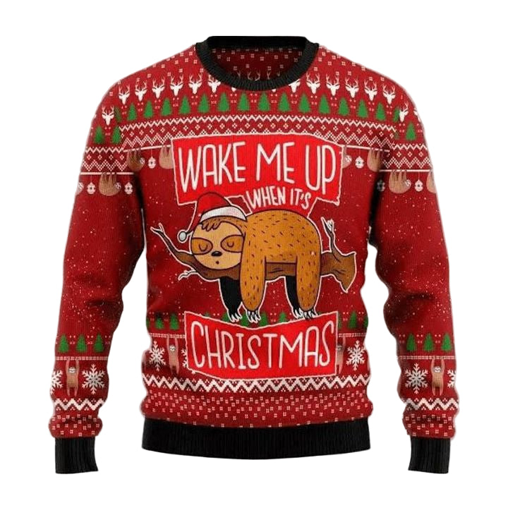 Sloth Wake Me Up When Its Christmas All Over Print 3D Sweater ? Usalast