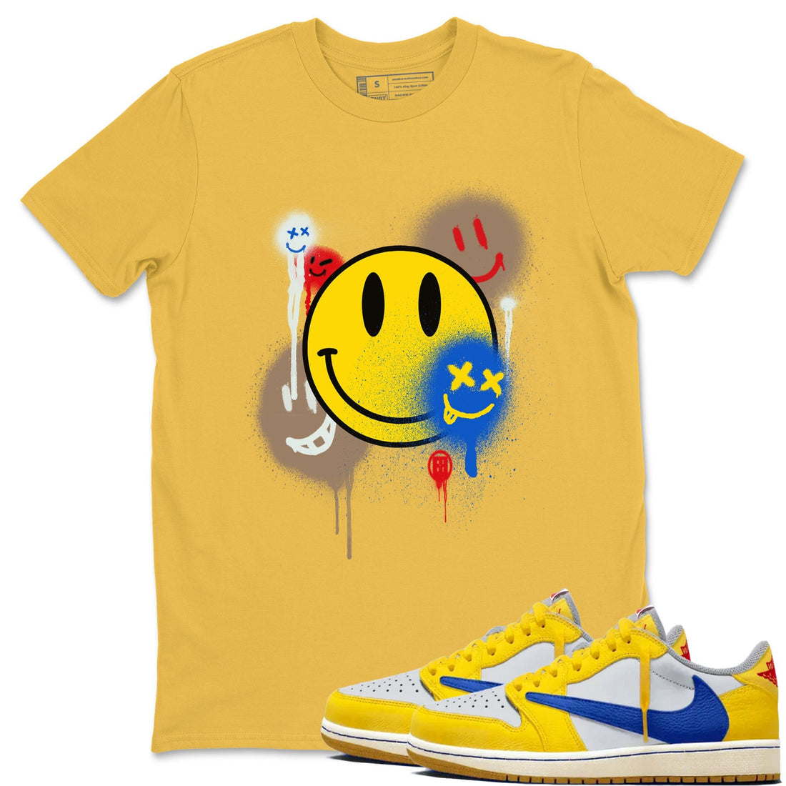 Smile Painting Sneaker Tees - Air Jordan 1 Travis Scott Canary