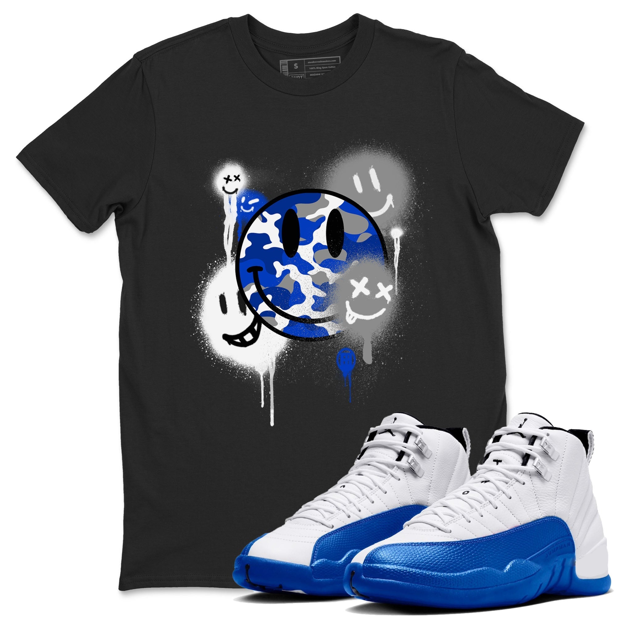 Smile Painting Sneaker Tees - Air Jordan 12 Blueberry