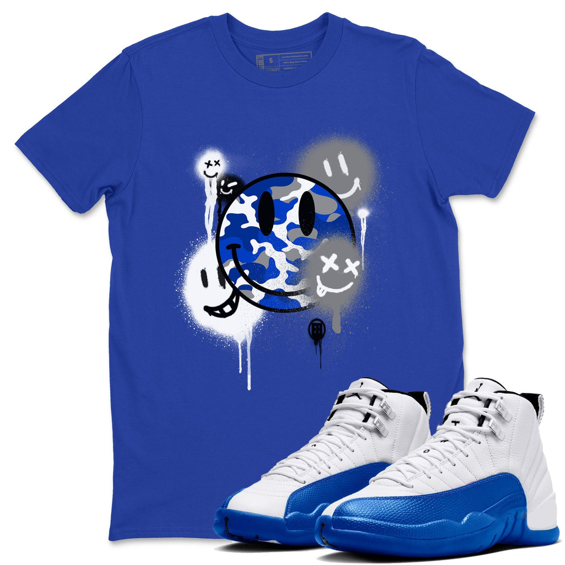 Smile Painting Sneaker Tees - Air Jordan 12 Blueberry