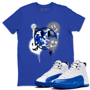 Smile Painting Sneaker Tees - Air Jordan 12 Blueberry