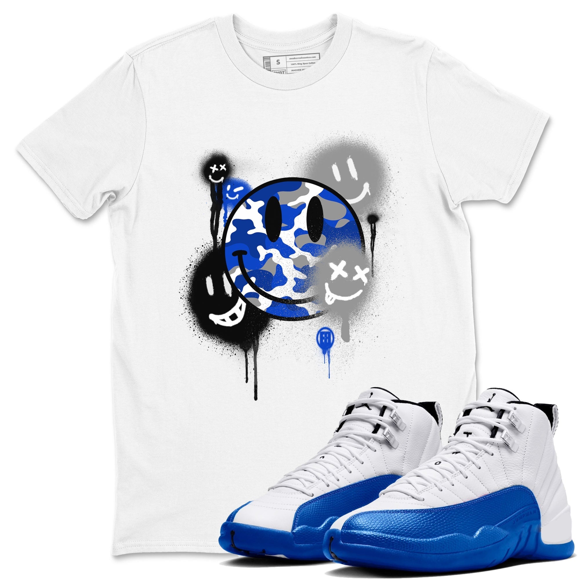 Smile Painting Sneaker Tees - Air Jordan 12 Blueberry