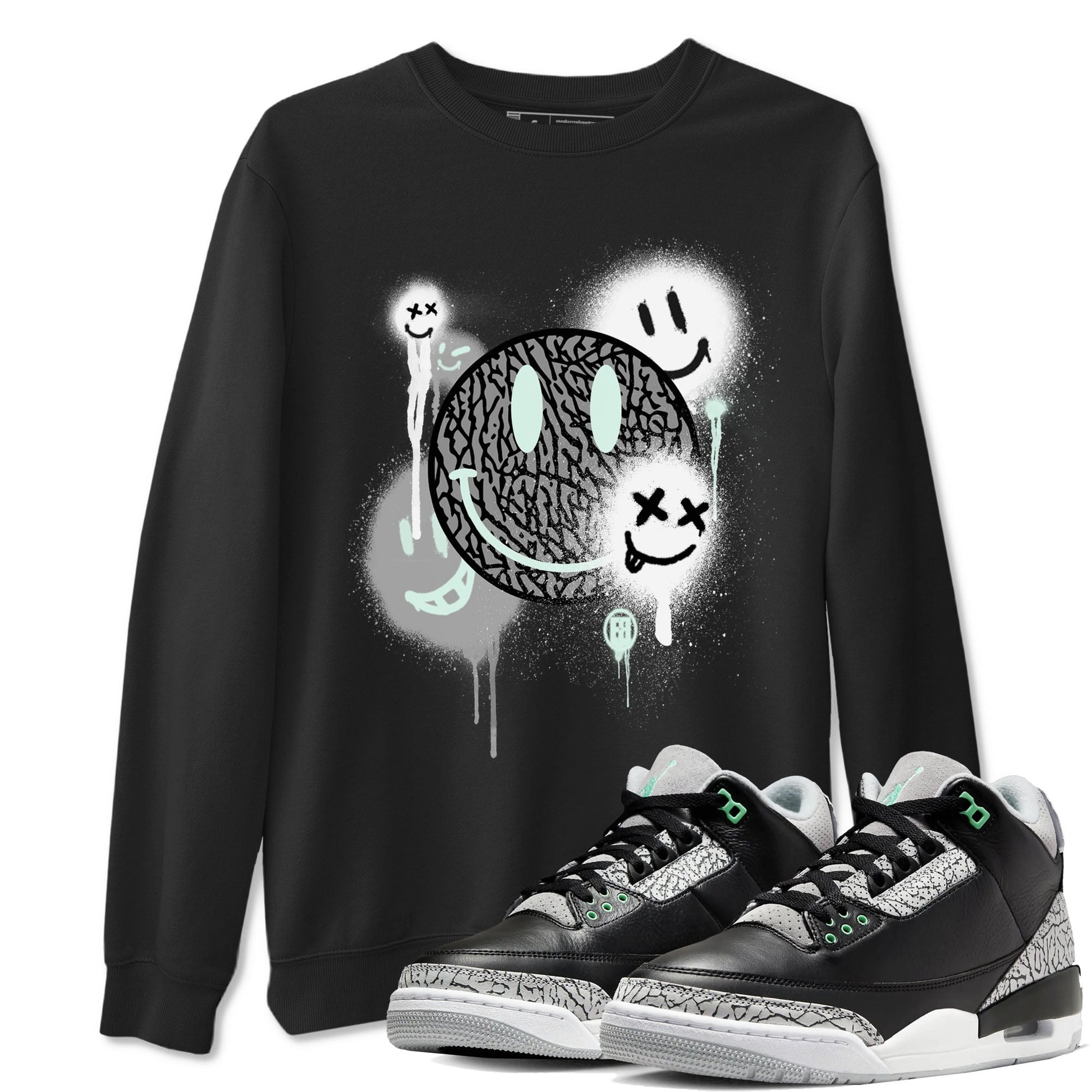Smile Painting Sneaker Tees - Air Jordan 3 Green Glow