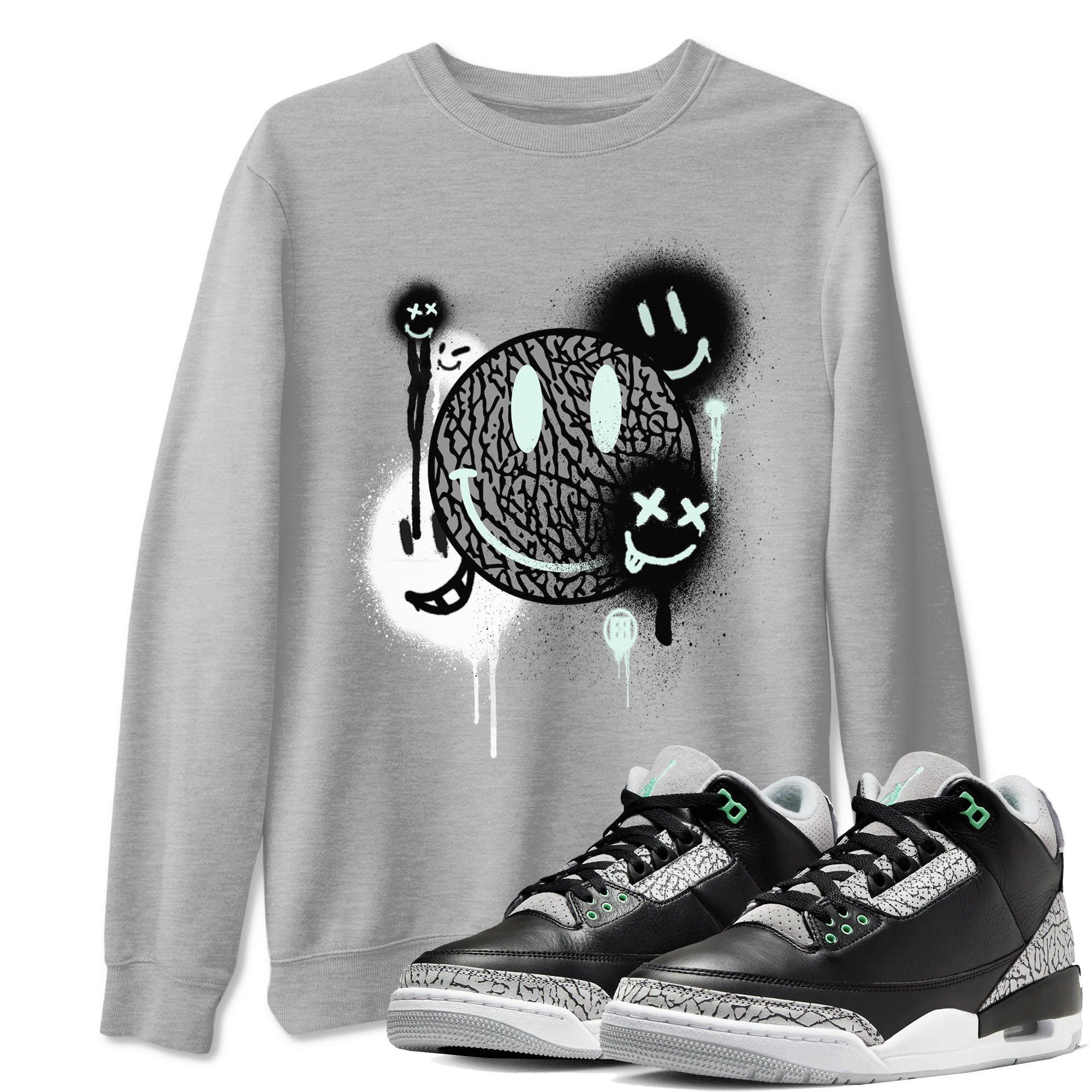 Smile Painting Sneaker Tees - Air Jordan 3 Green Glow