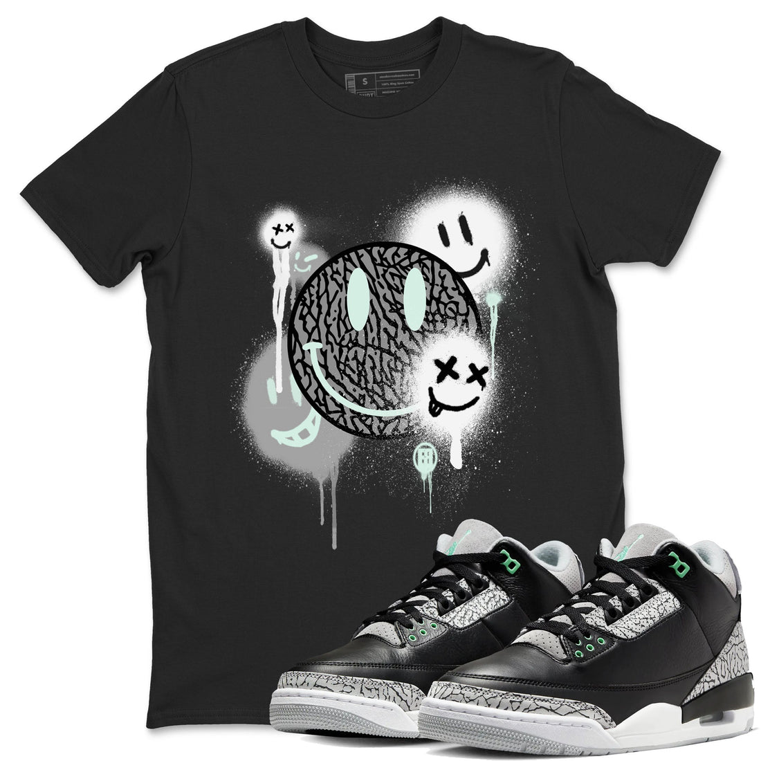 Smile Painting Sneaker Tees - Air Jordan 3 Green Glow