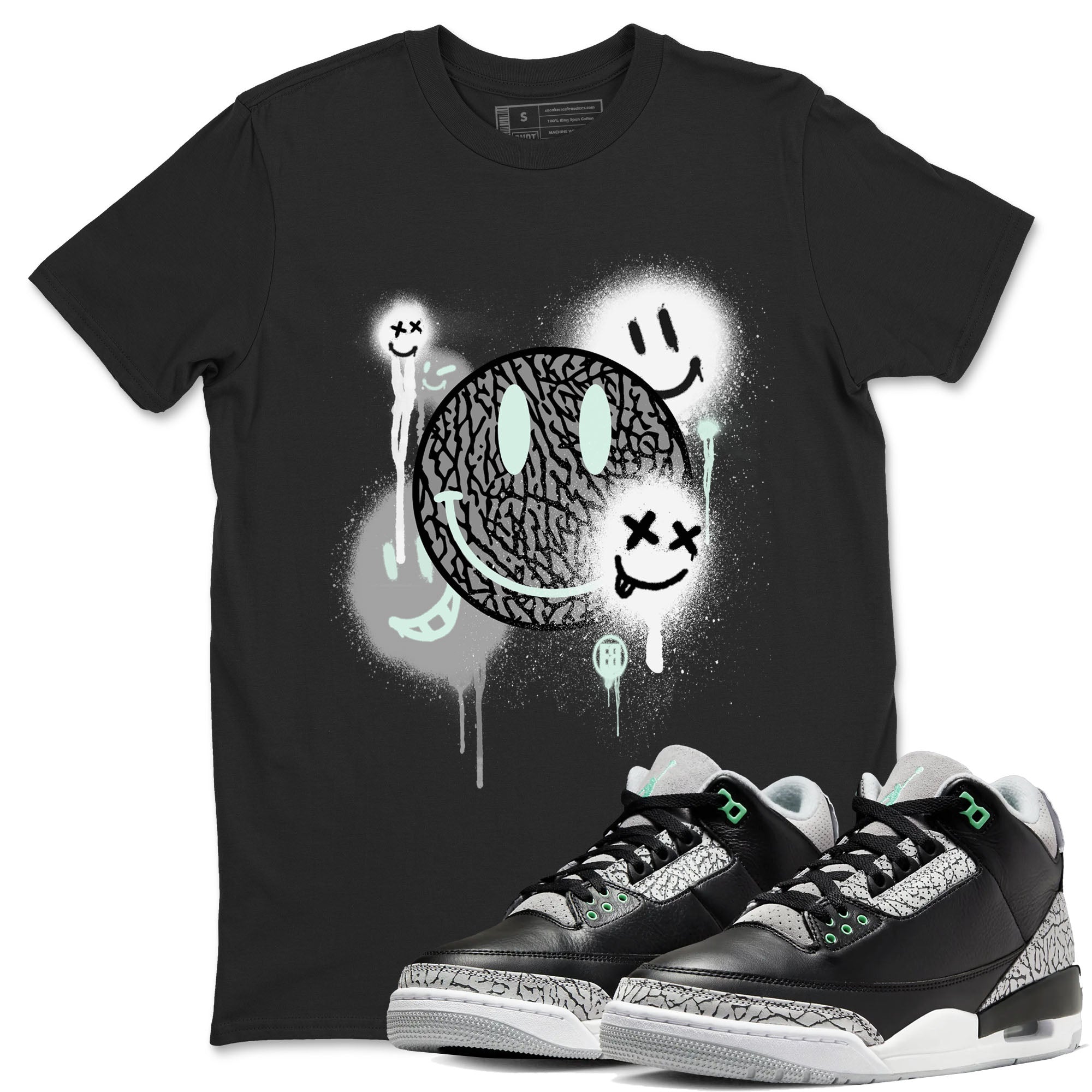 Smile Painting Sneaker Tees - Air Jordan 3 Green Glow