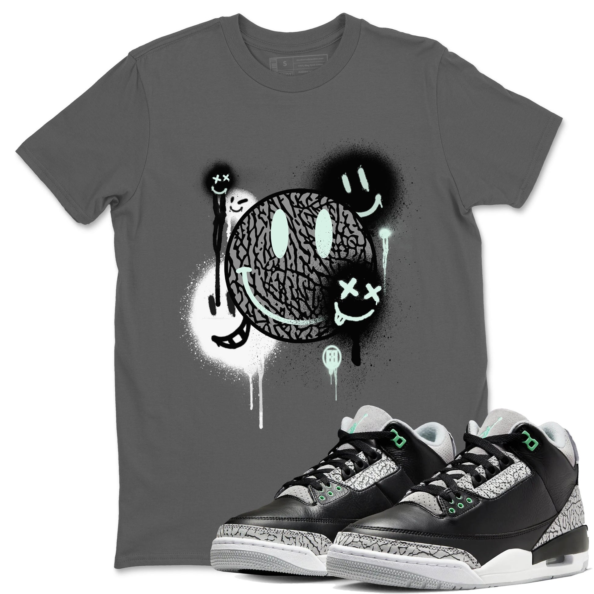 Smile Painting Sneaker Tees - Air Jordan 3 Green Glow