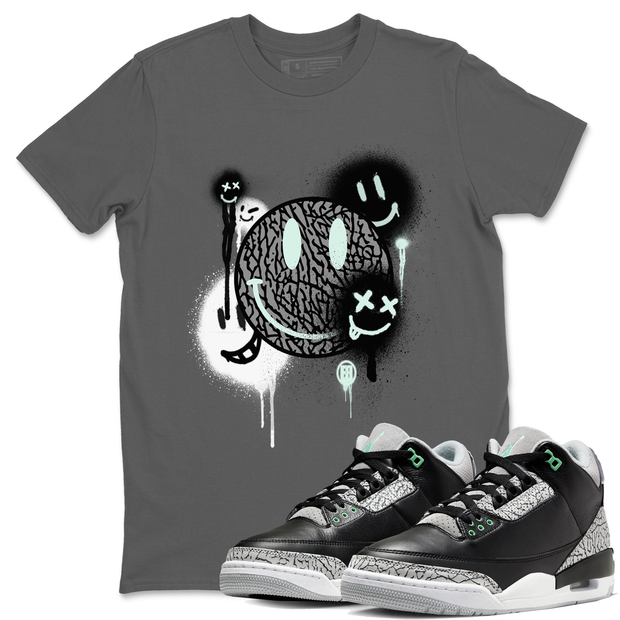 Smile Painting Sneaker Tees - Air Jordan 3 Green Glow