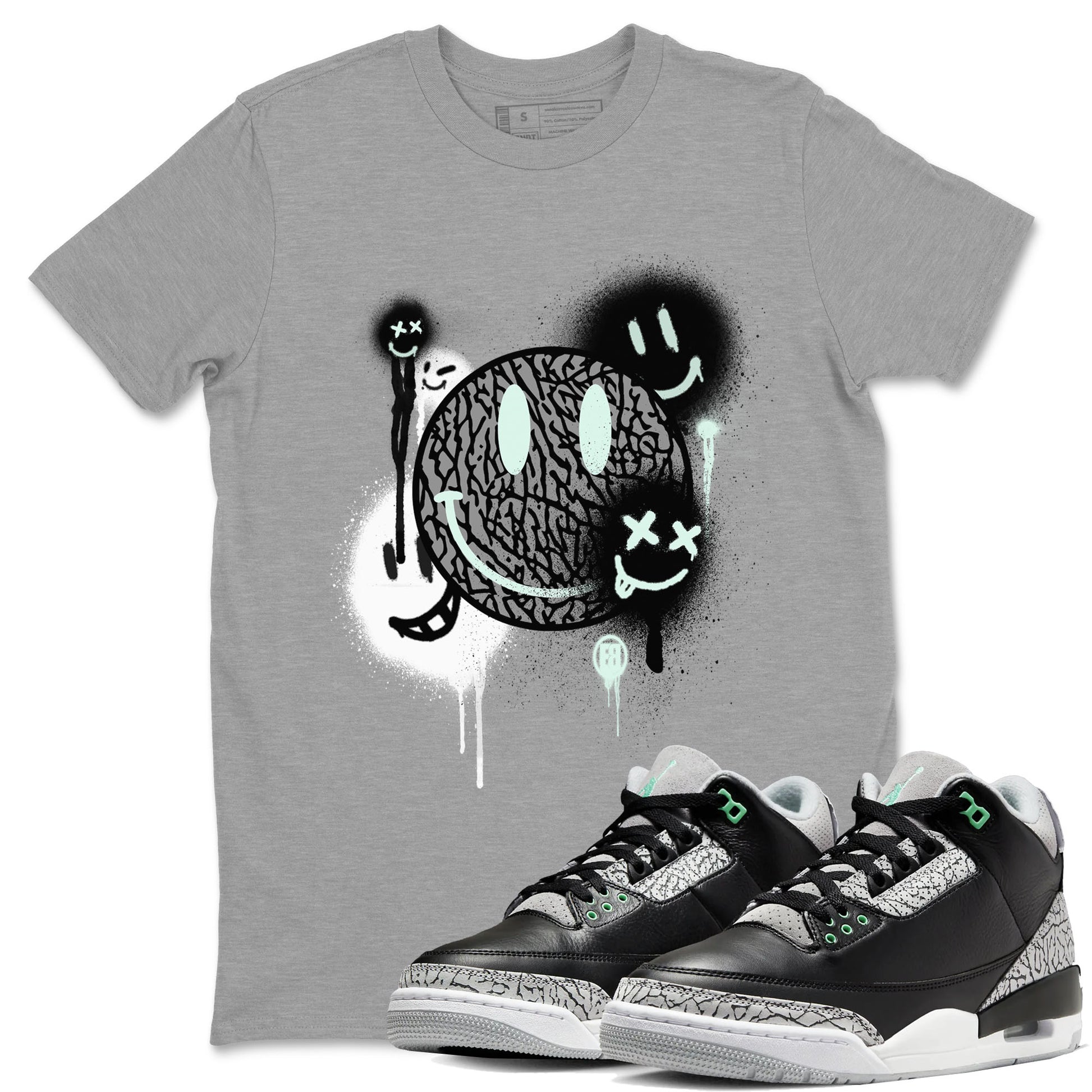 Smile Painting Sneaker Tees - Air Jordan 3 Green Glow