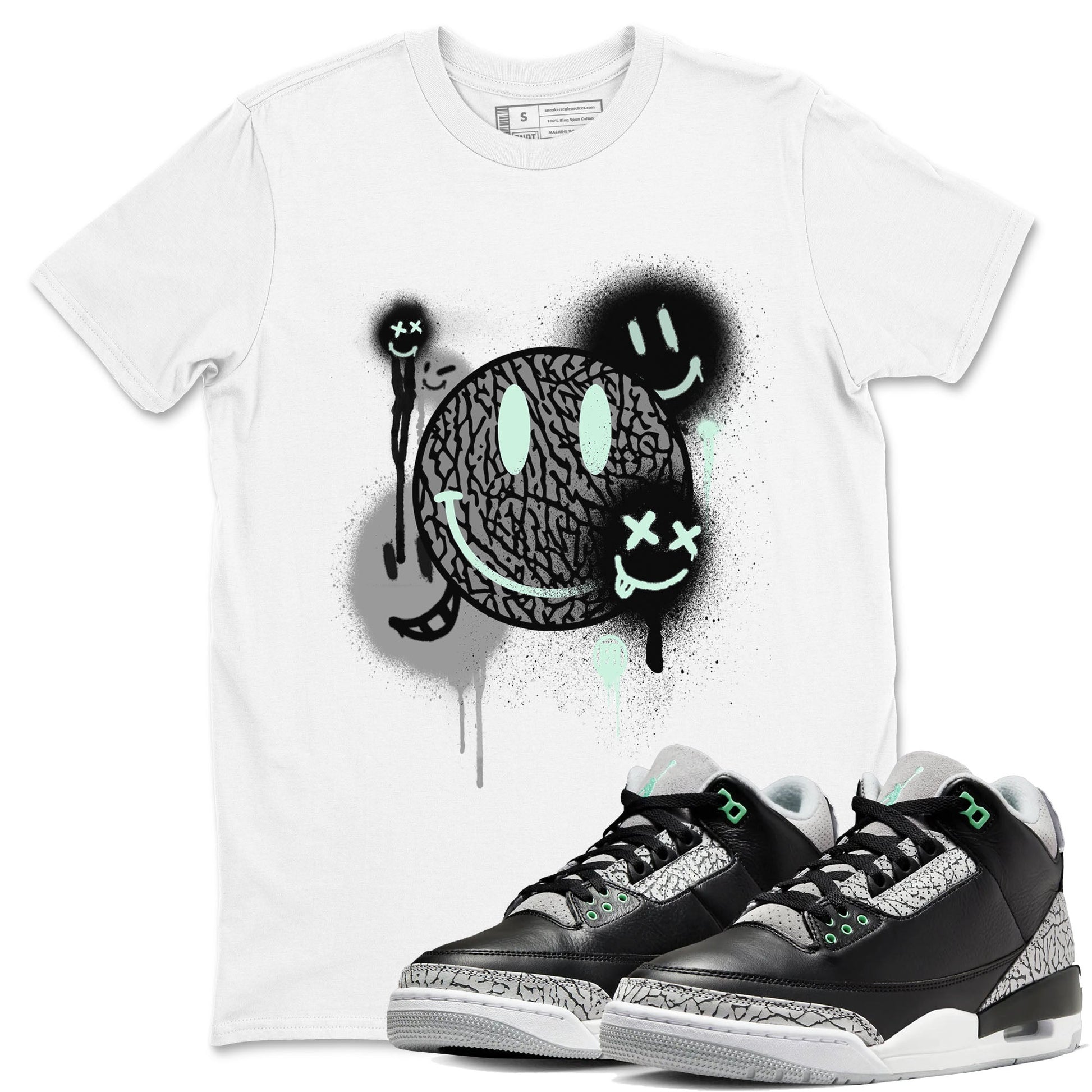 Smile Painting Sneaker Tees - Air Jordan 3 Green Glow