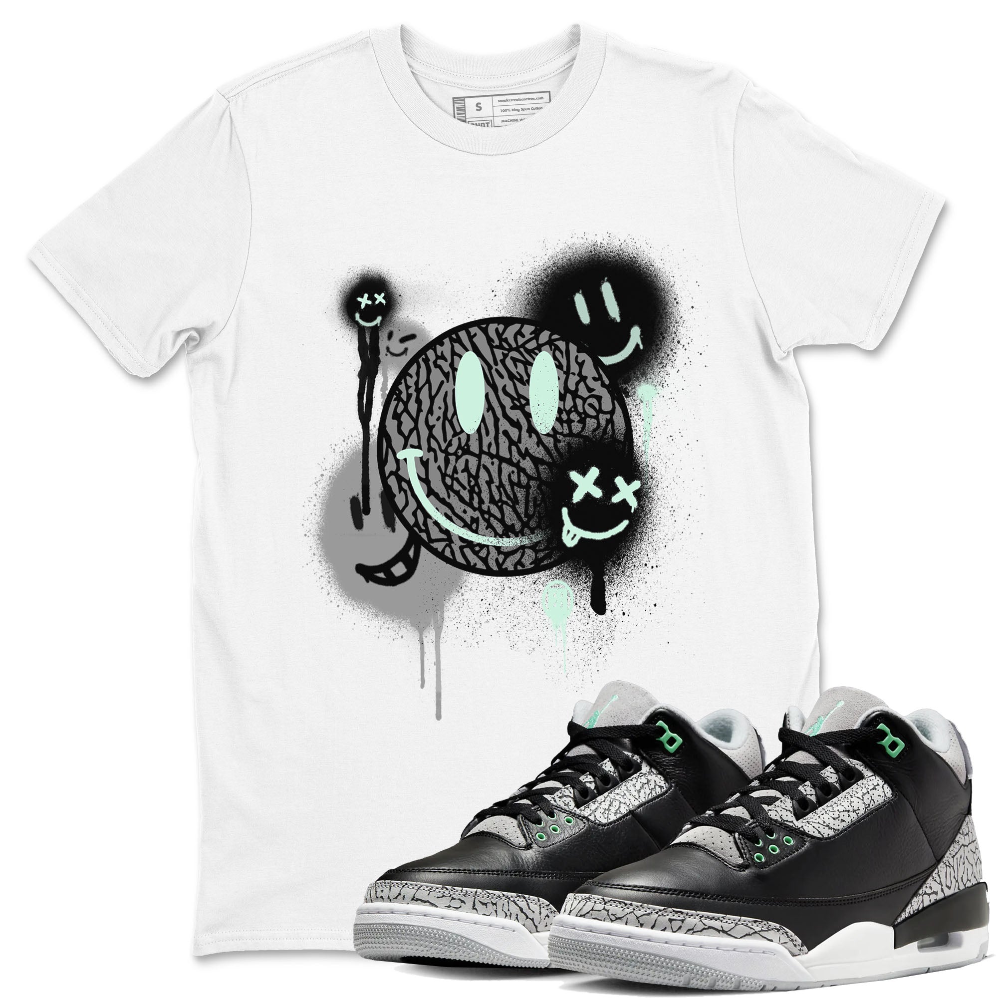 Smile Painting Sneaker Tees - Air Jordan 3 Green Glow