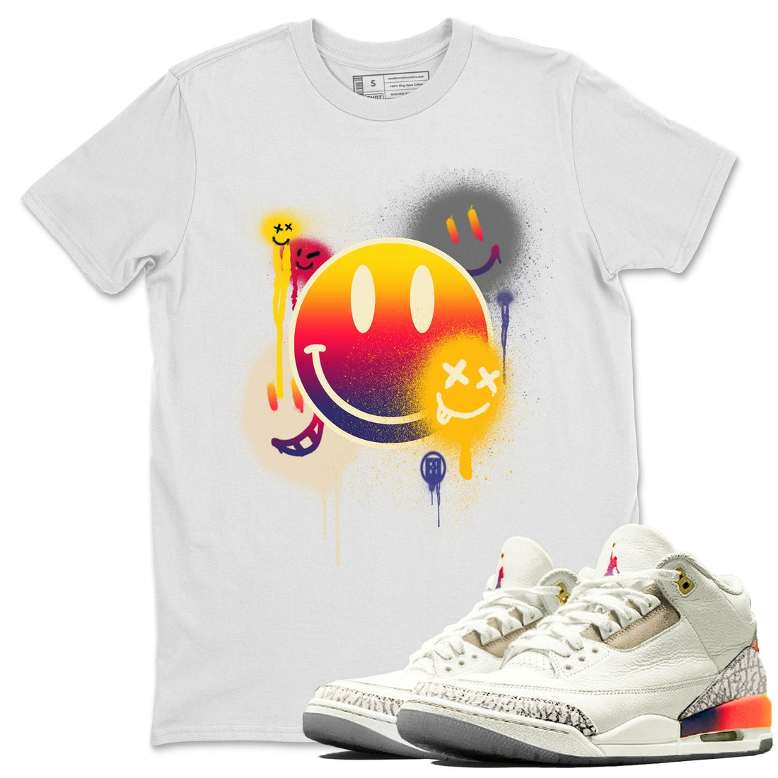 Smile Painting Sneaker Tee - Air Jordan 3 J Balvin