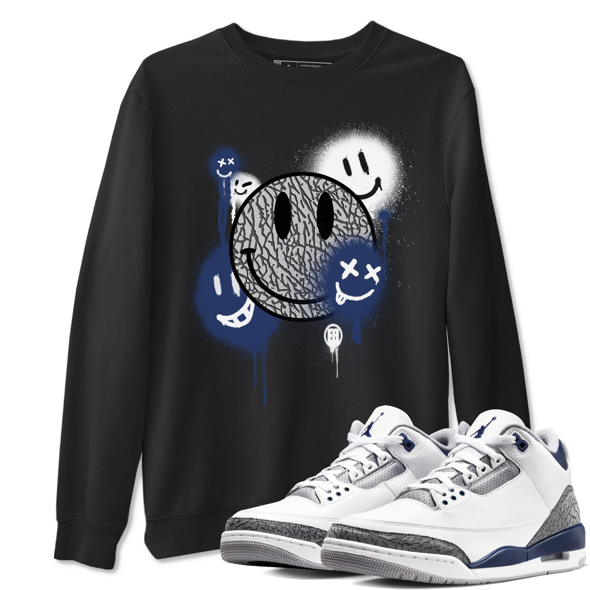 Smile Painting Sneaker Tees - Air Jordan 3 Midnight Navy 2023
