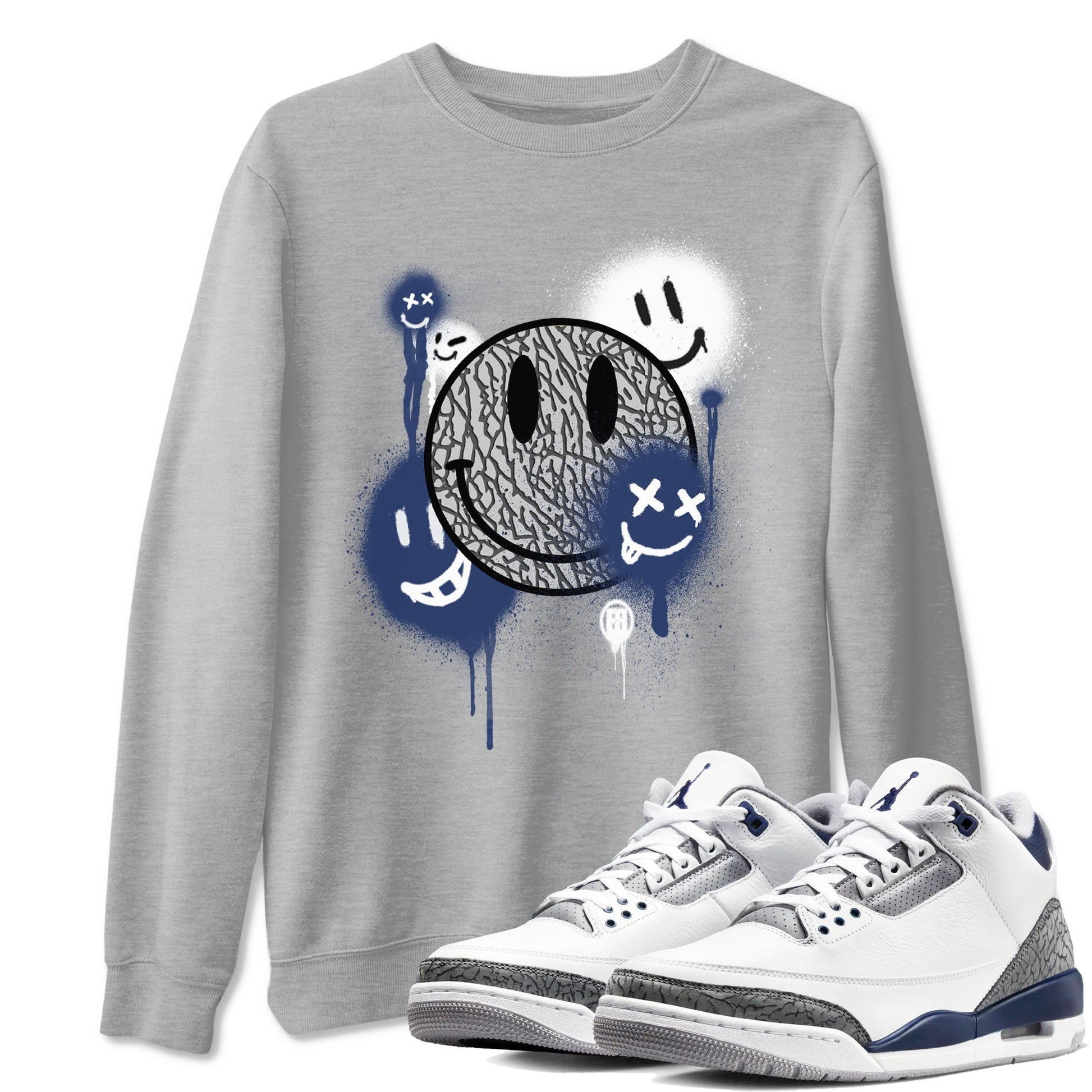 Smile Painting Sneaker Tees - Air Jordan 3 Midnight Navy 2023