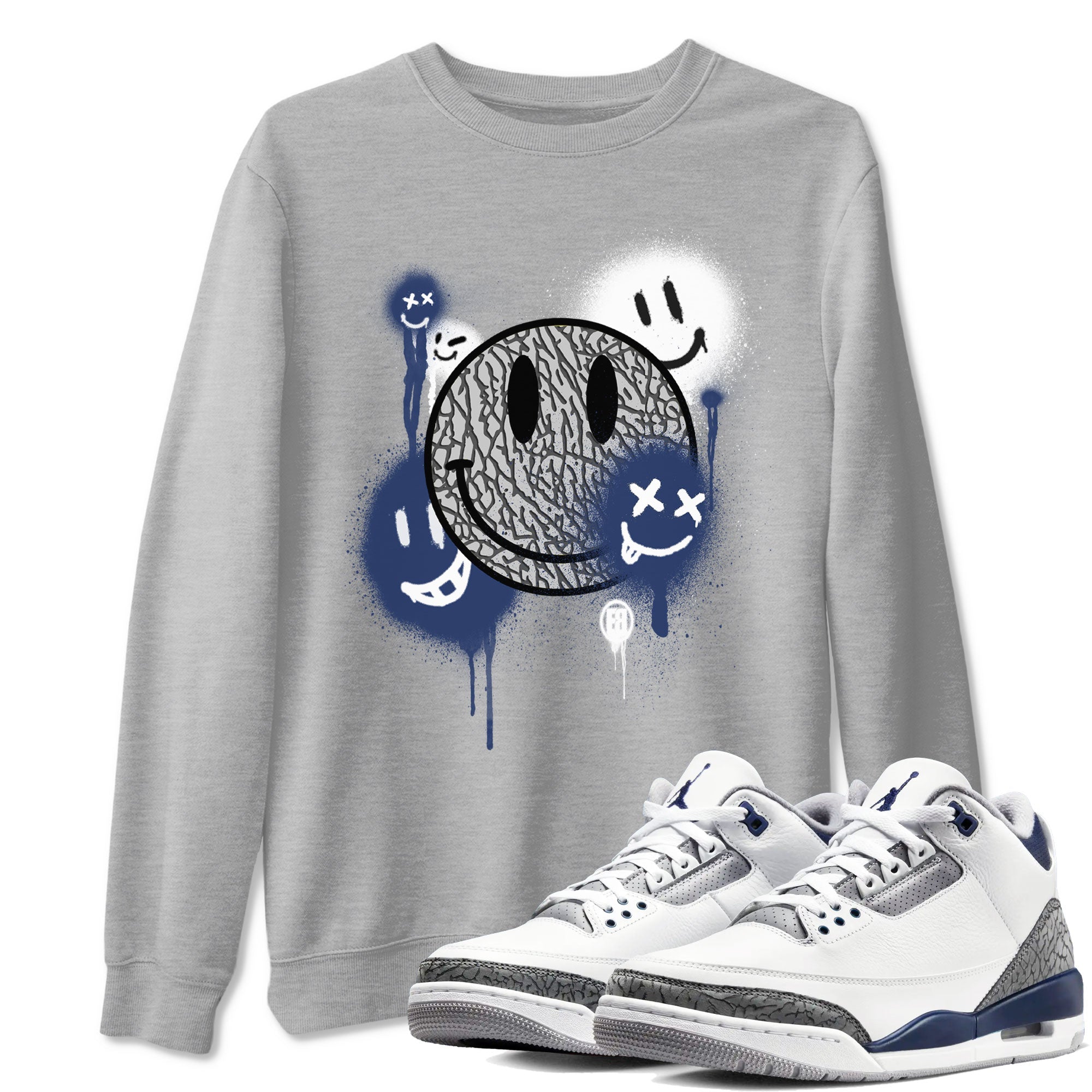 Smile Painting Sneaker Tees - Air Jordan 3 Midnight Navy 2023