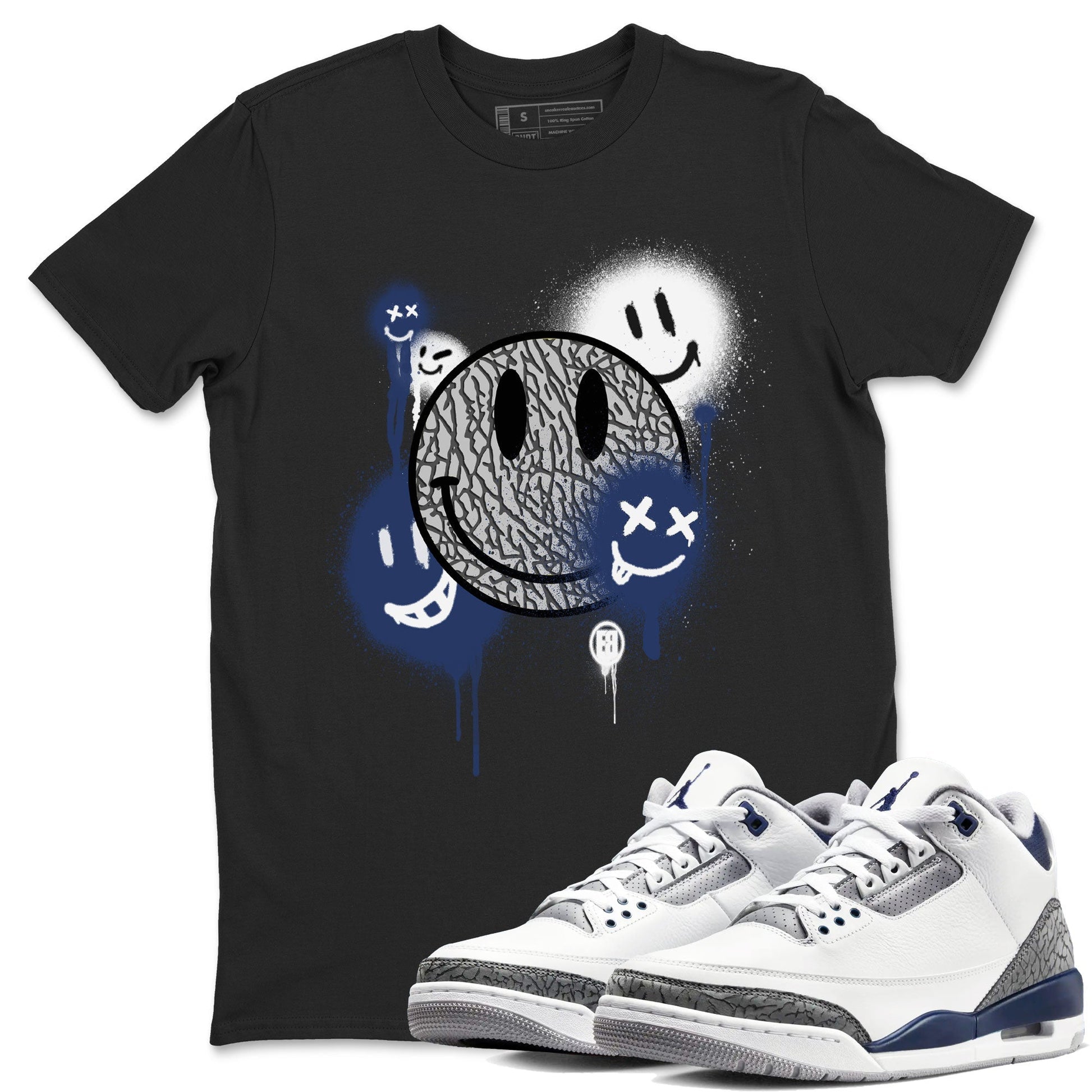 Smile Painting Sneaker Tees - Air Jordan 3 Midnight Navy 2023