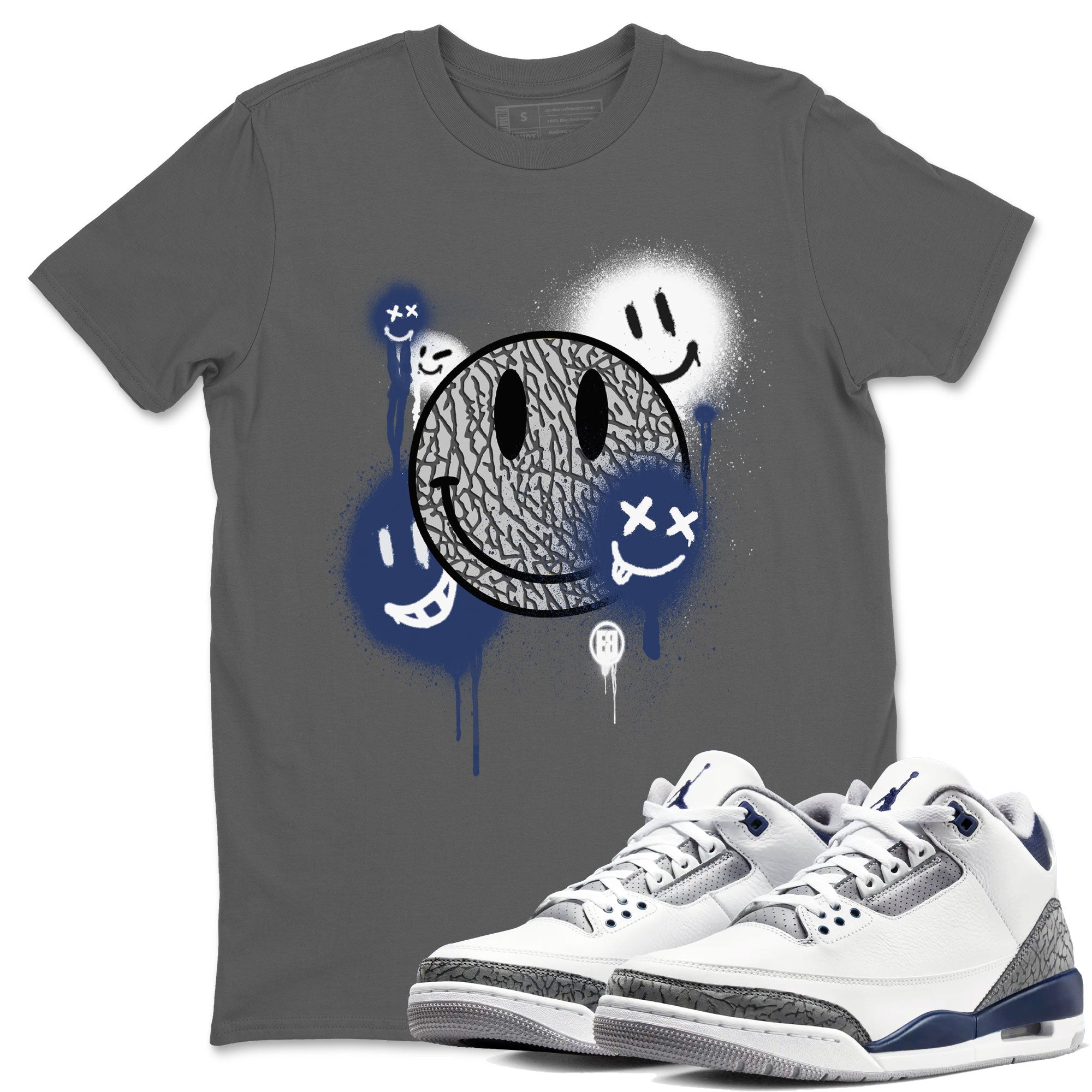 Smile Painting Sneaker Tees - Air Jordan 3 Midnight Navy 2023