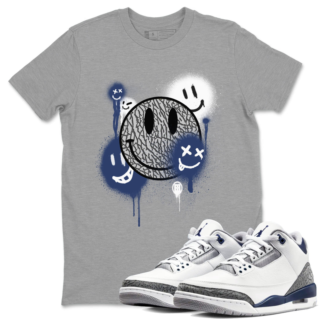 Smile Painting Sneaker Tees - Air Jordan 3 Midnight Navy 2023