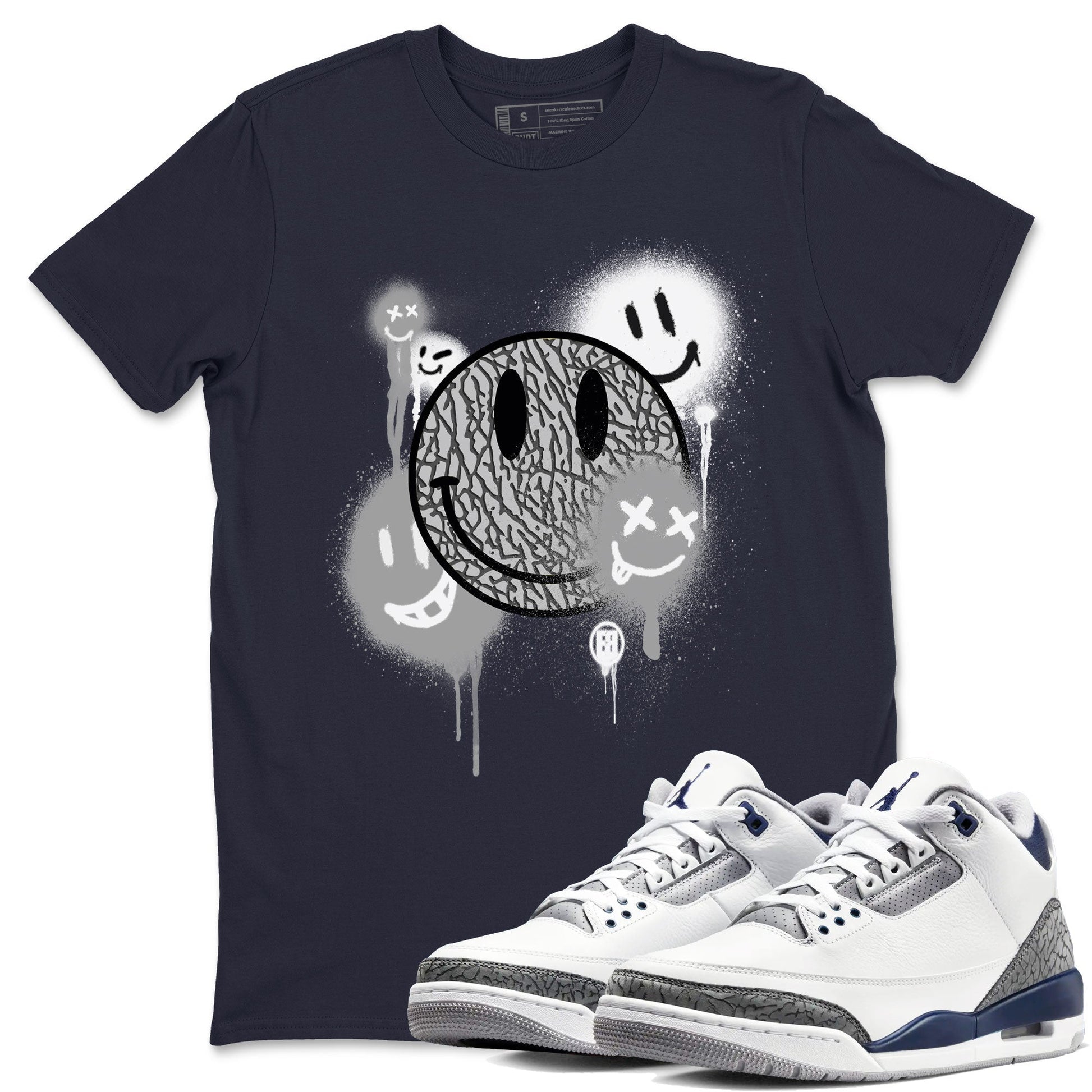 Smile Painting Sneaker Tees - Air Jordan 3 Midnight Navy 2023
