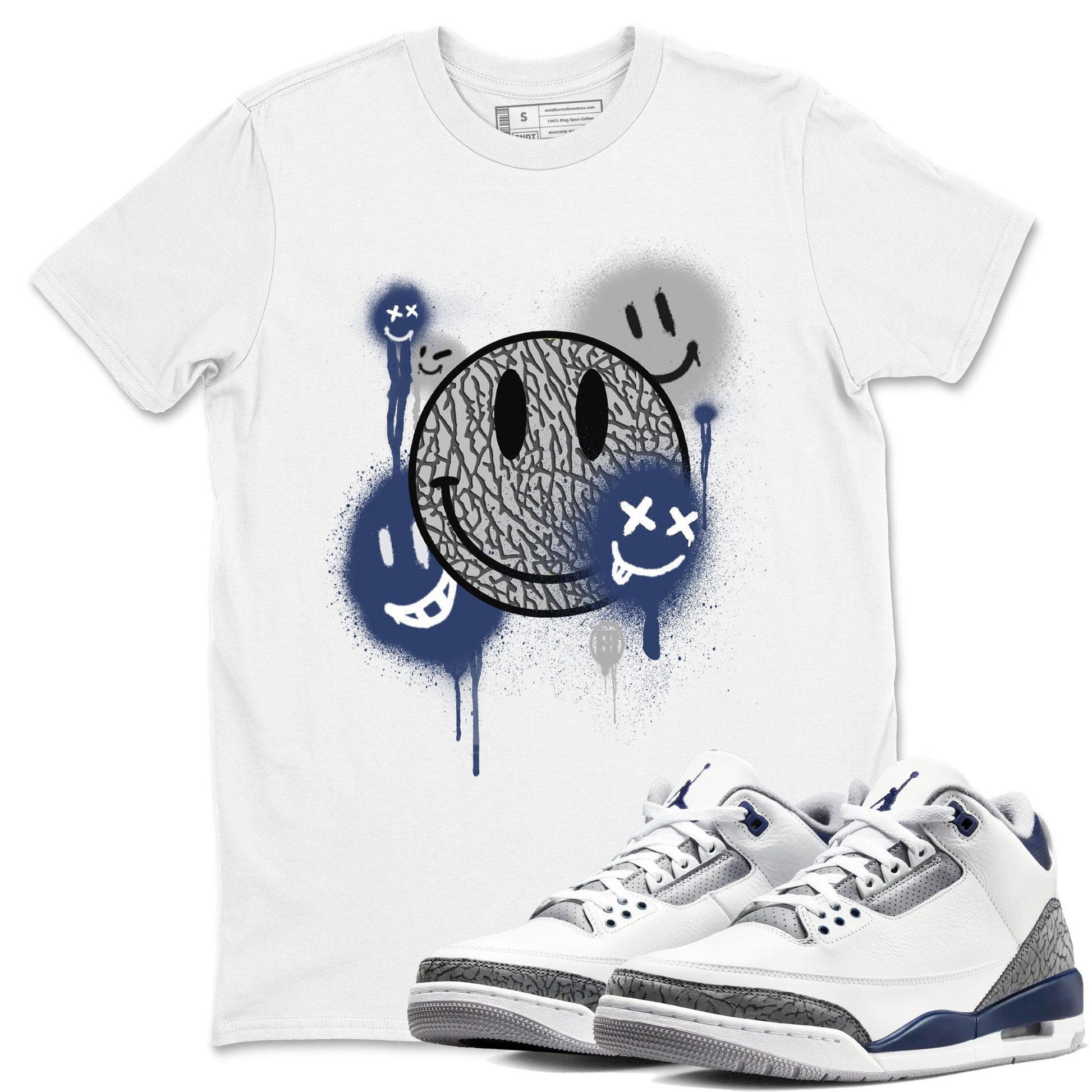 Smile Painting Sneaker Tees - Air Jordan 3 Midnight Navy 2023