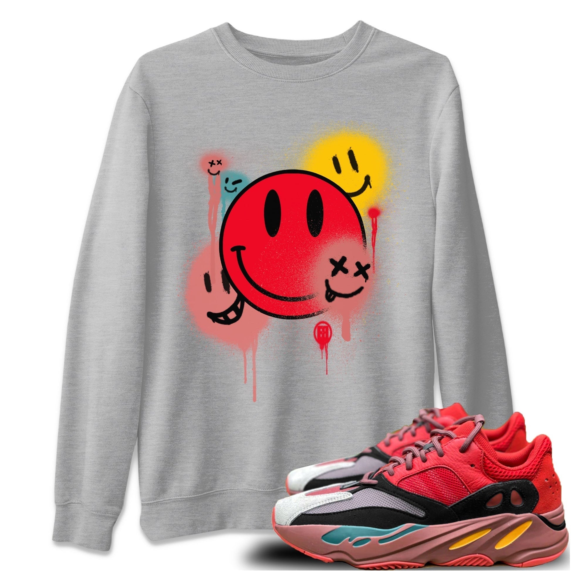 Smile Painting Unisex Tops - Yeezy 700 Hi-Res Red