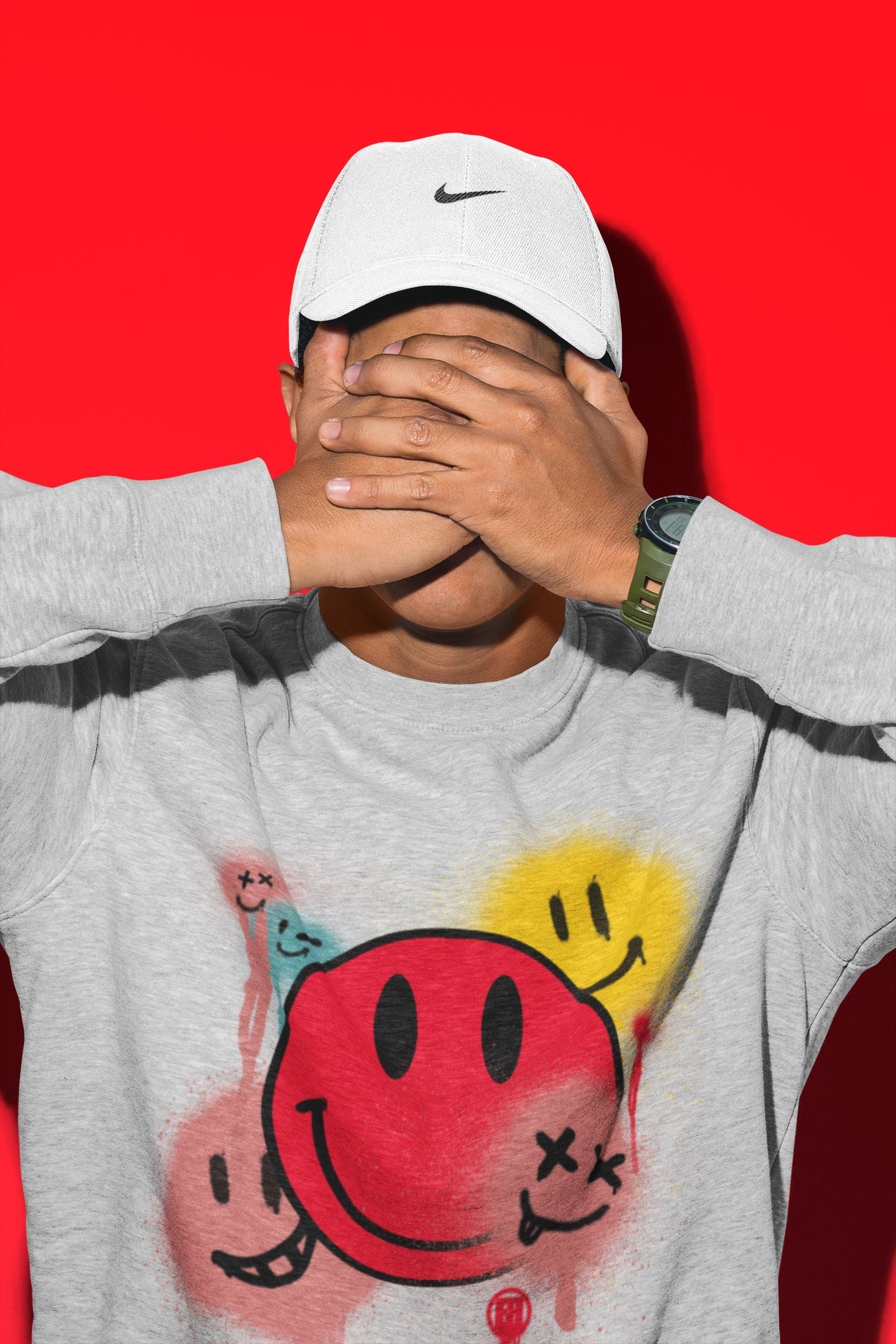 Smile Painting Unisex Tops - Yeezy 700 Hi-Res Red
