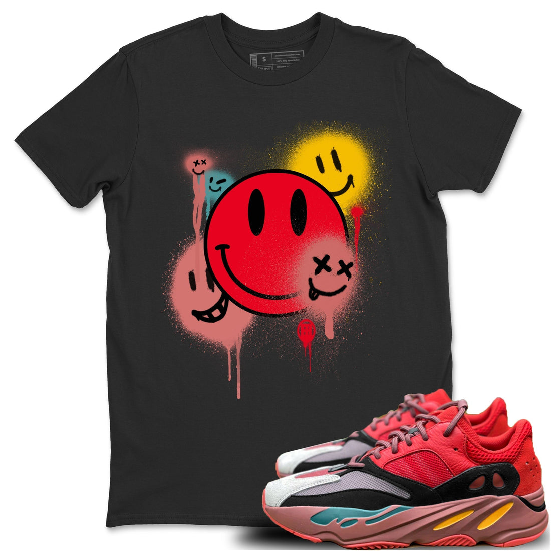Smile Painting Unisex Tops - Yeezy 700 Hi-Res Red